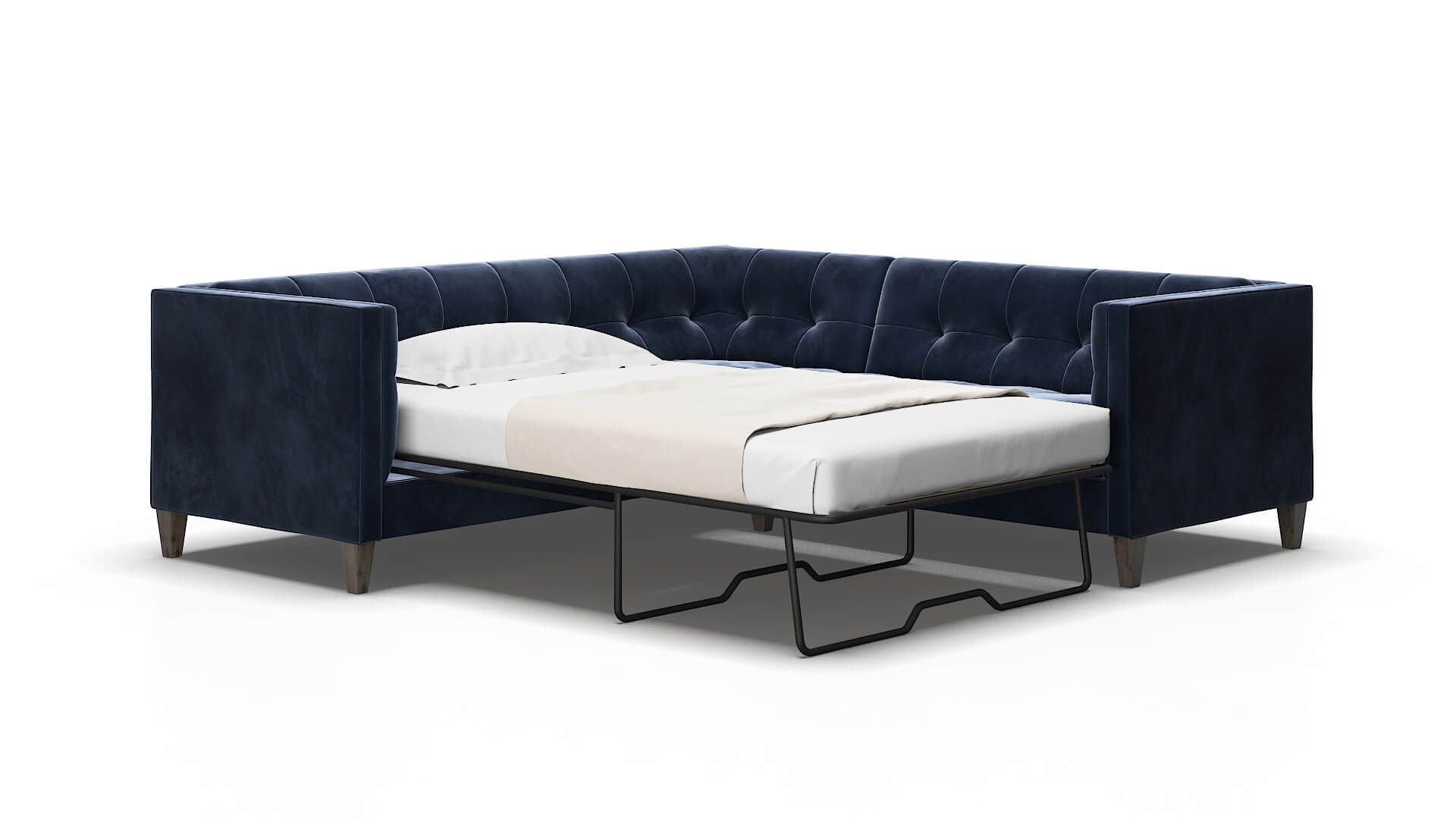 Messina Royale Cobalt Sectional Sleeper Espresso legs 2