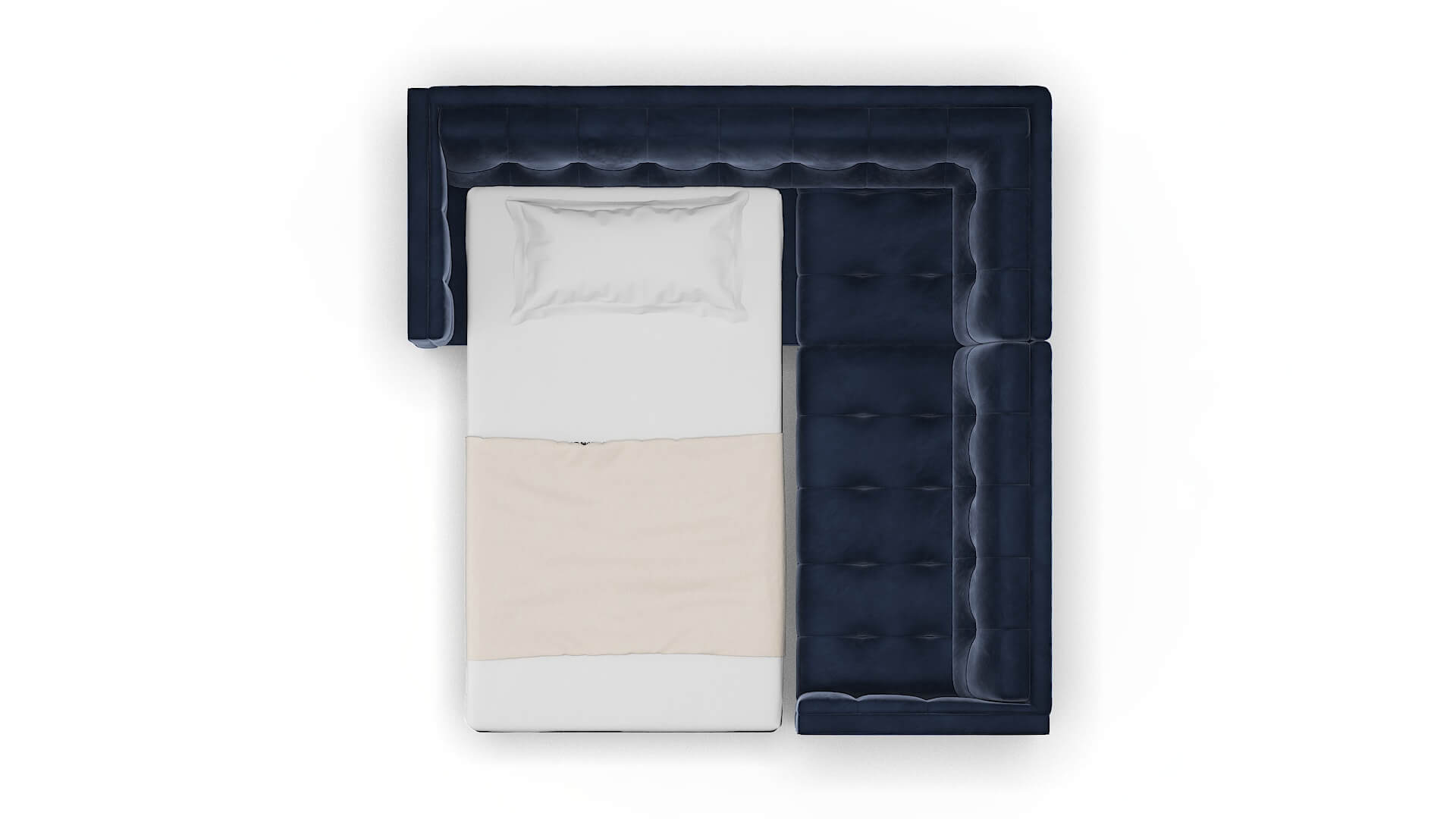 Messina Royale Cobalt Sectional Sleeper Espresso legs 3