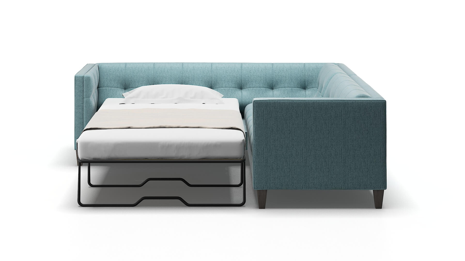Messina Sasha Teal Sectional Sleeper Espresso legs 1