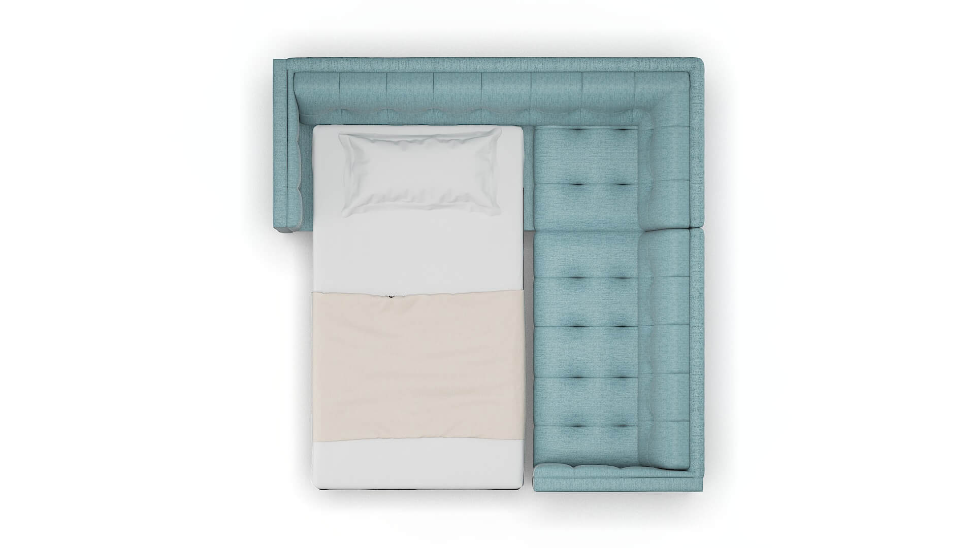 Messina Sasha Teal Sectional Sleeper Espresso legs 3