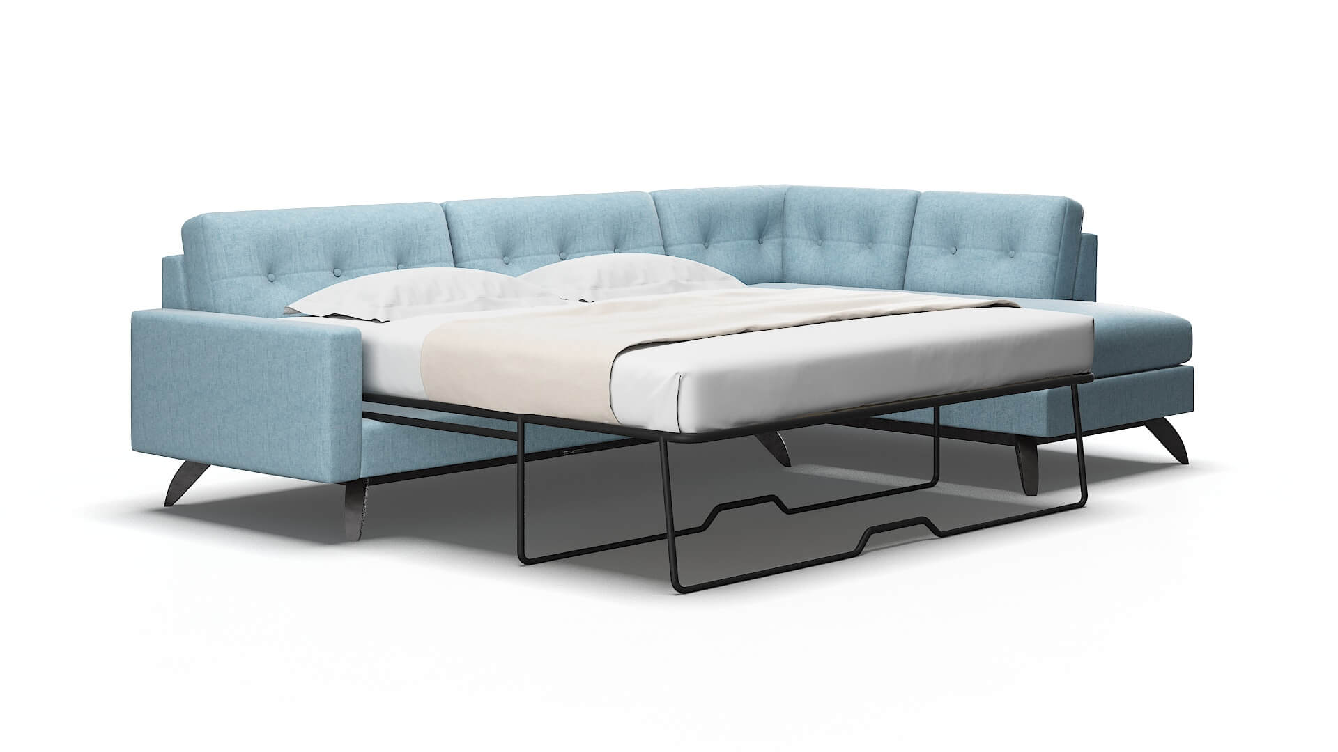 Milan Atlas Turquoise Panel Sleeper Espresso legs 2