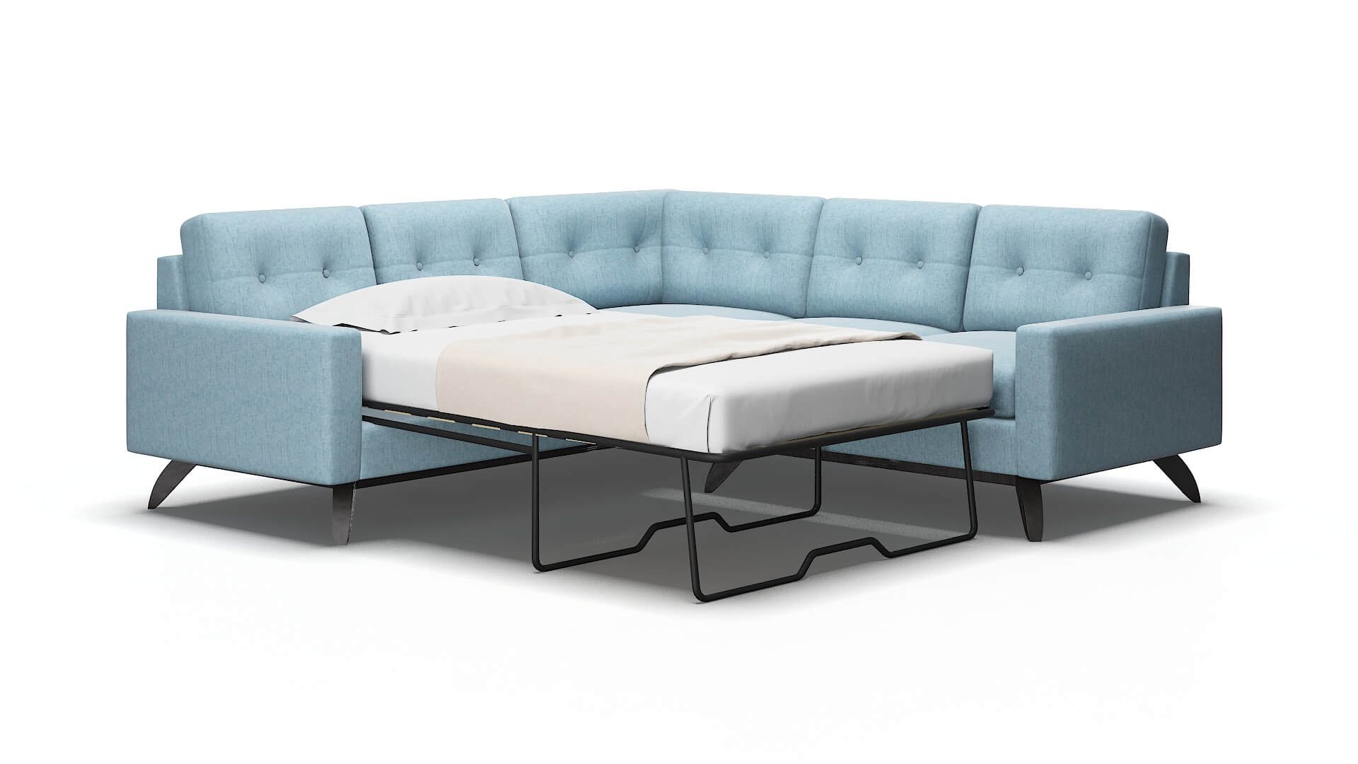 Milan Atlas Turquoise Sectional Sleeper Espresso legs 2