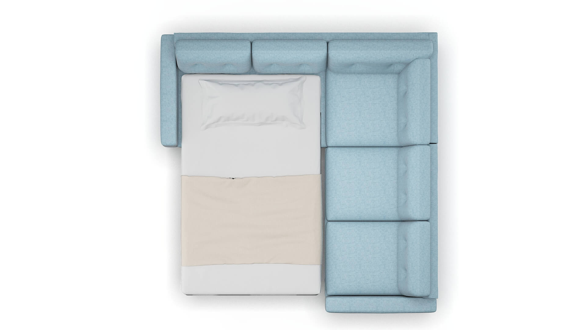 Milan Atlas Turquoise Sectional Sleeper Espresso legs 3