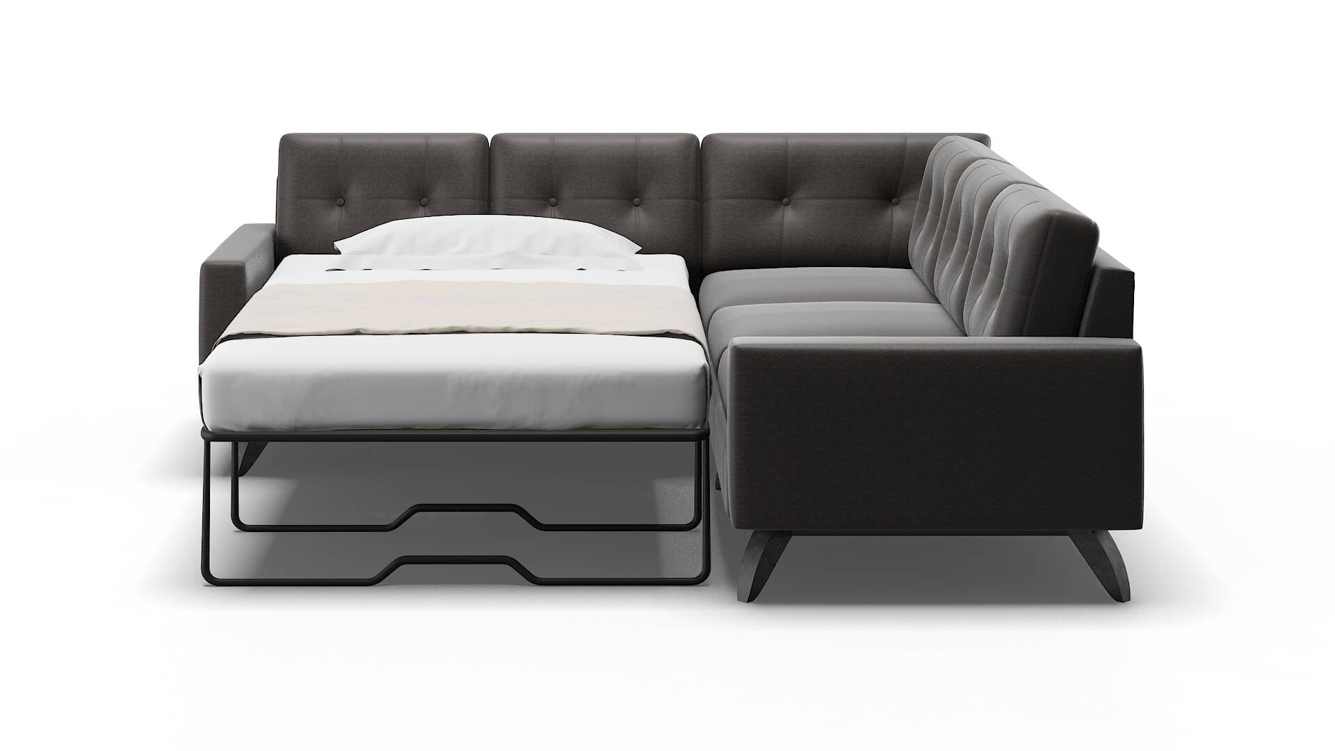 Milan Avenger Denim Sectional Sleeper Espresso legs 1