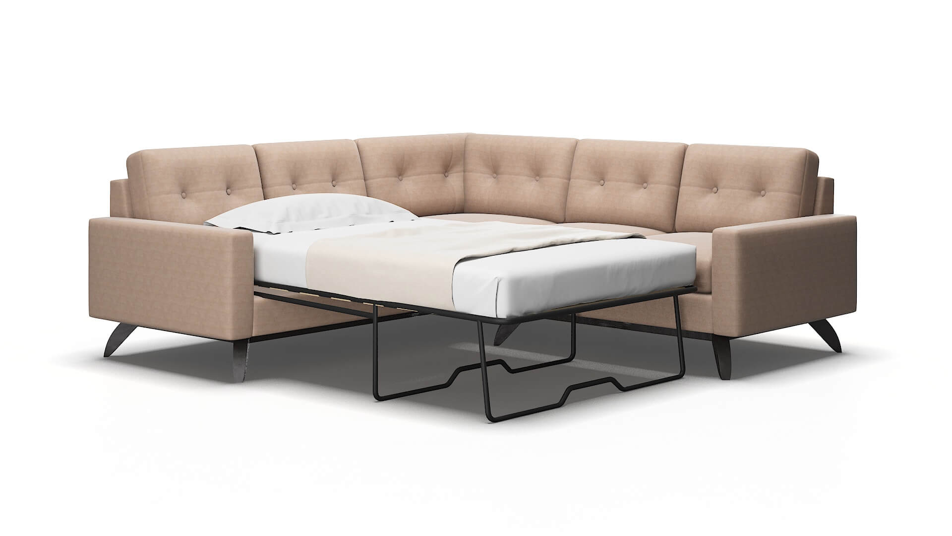 Milan Bella Pewter Sectional Sleeper Espresso legs 2