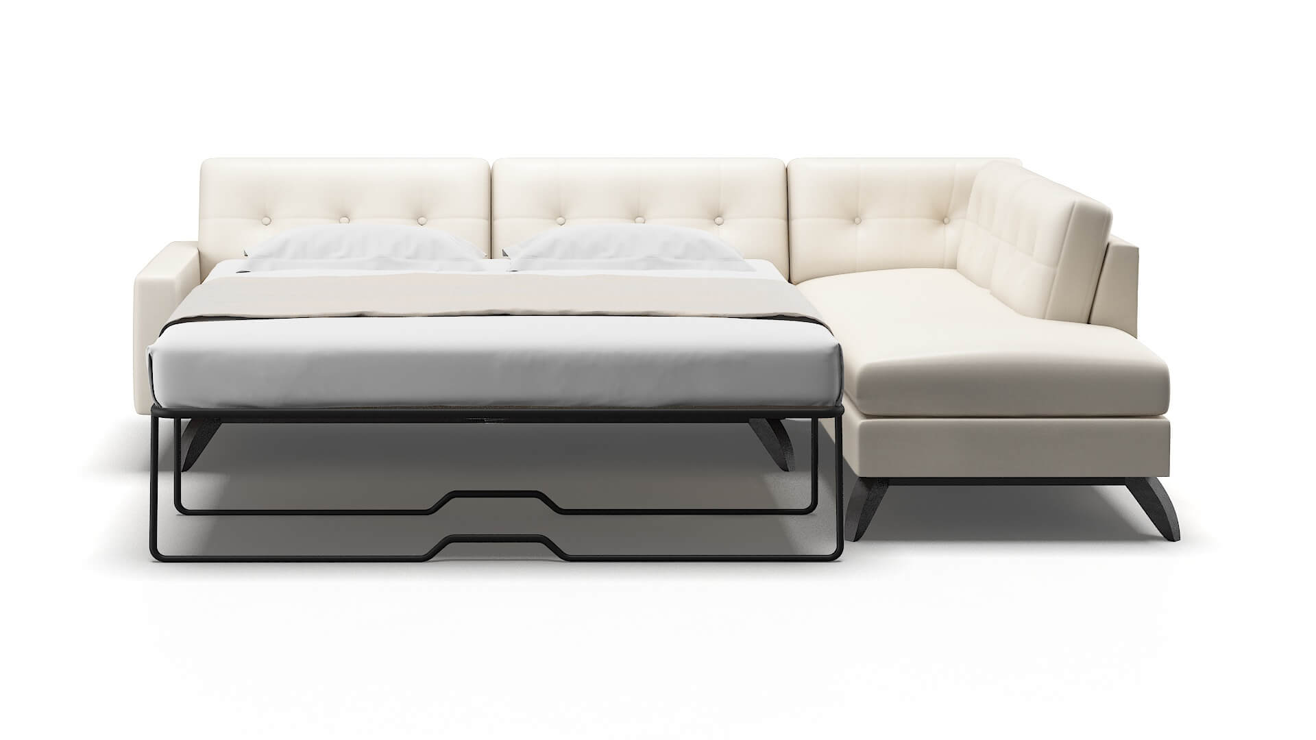 Milan Blanche Milky Panel Sleeper Espresso legs 1