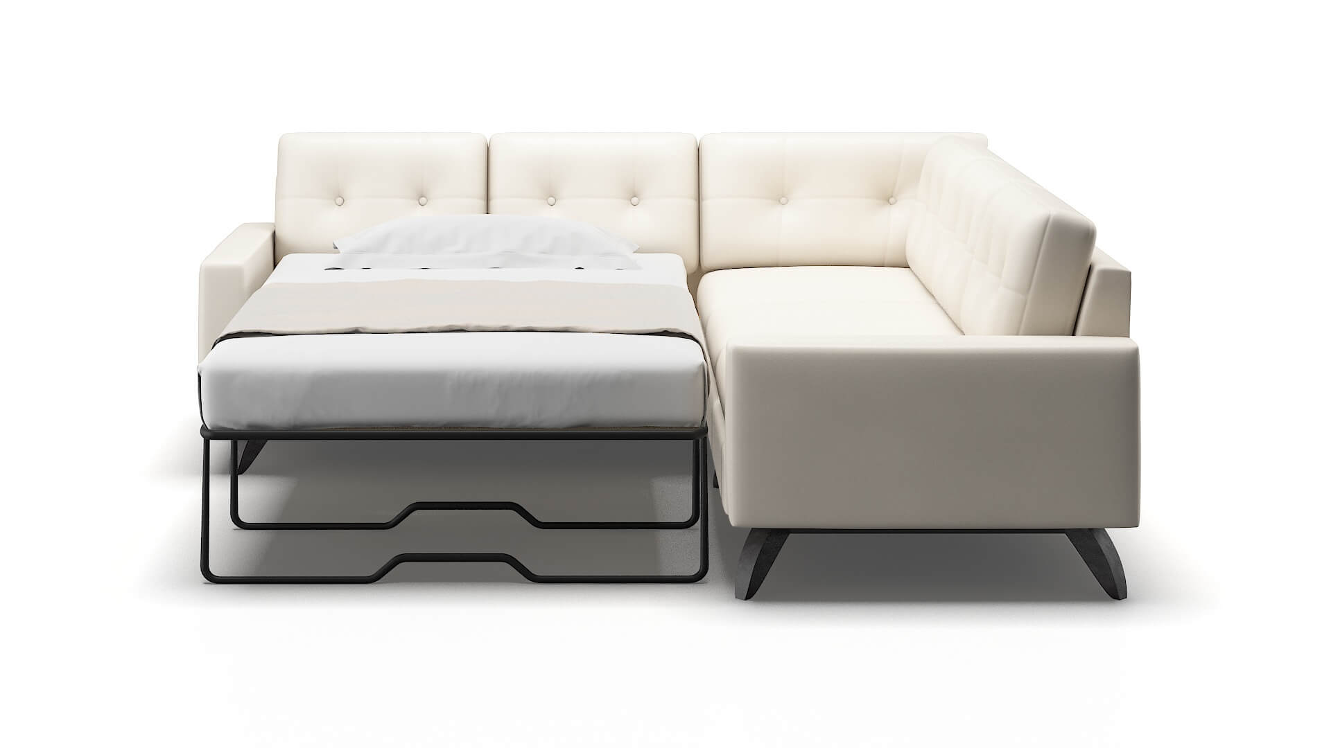 Milan Blanche Milky Sectional Sleeper Espresso legs 1