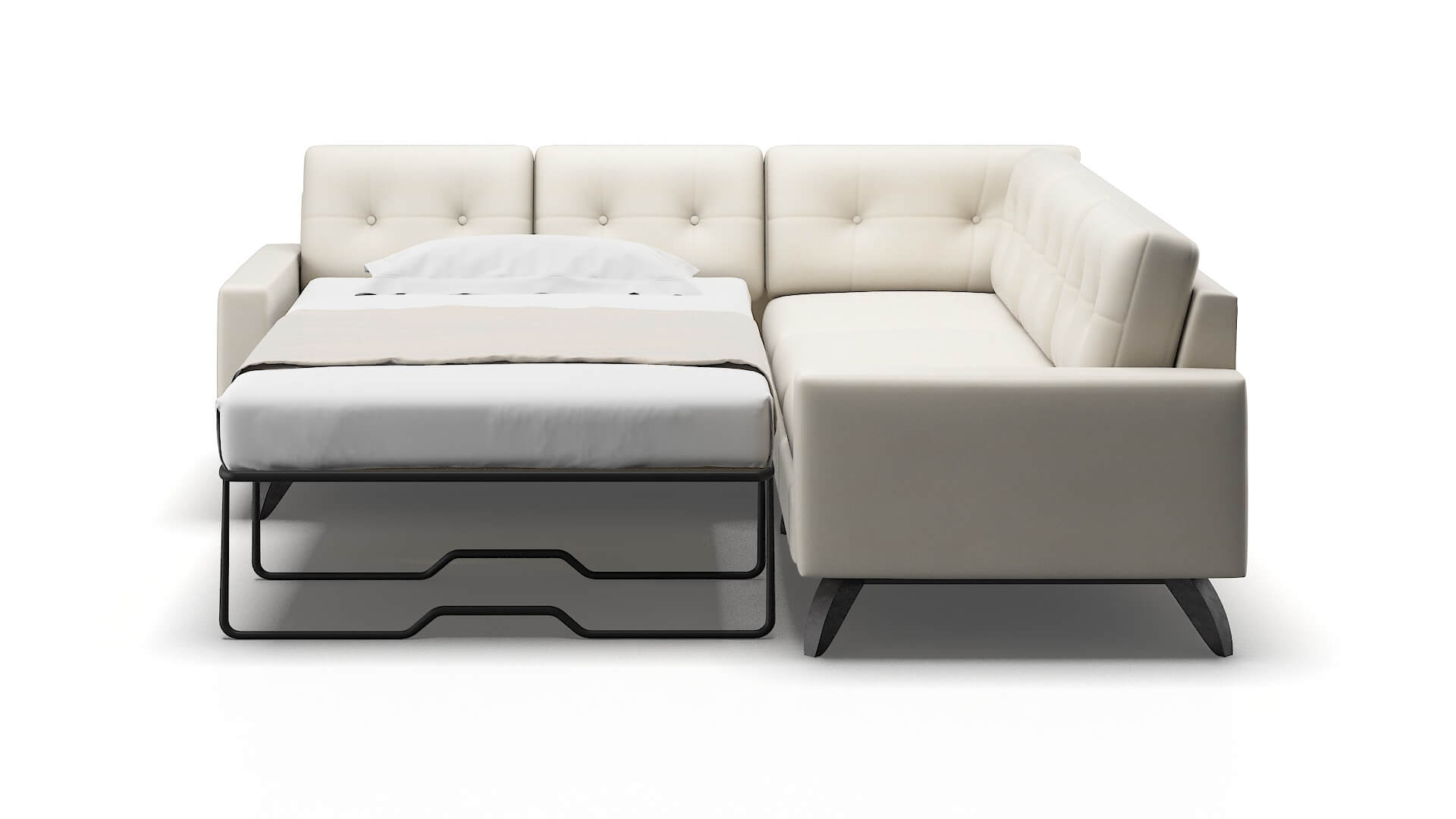 Milan Bungalow Ivory Sectional Sleeper Espresso legs 1