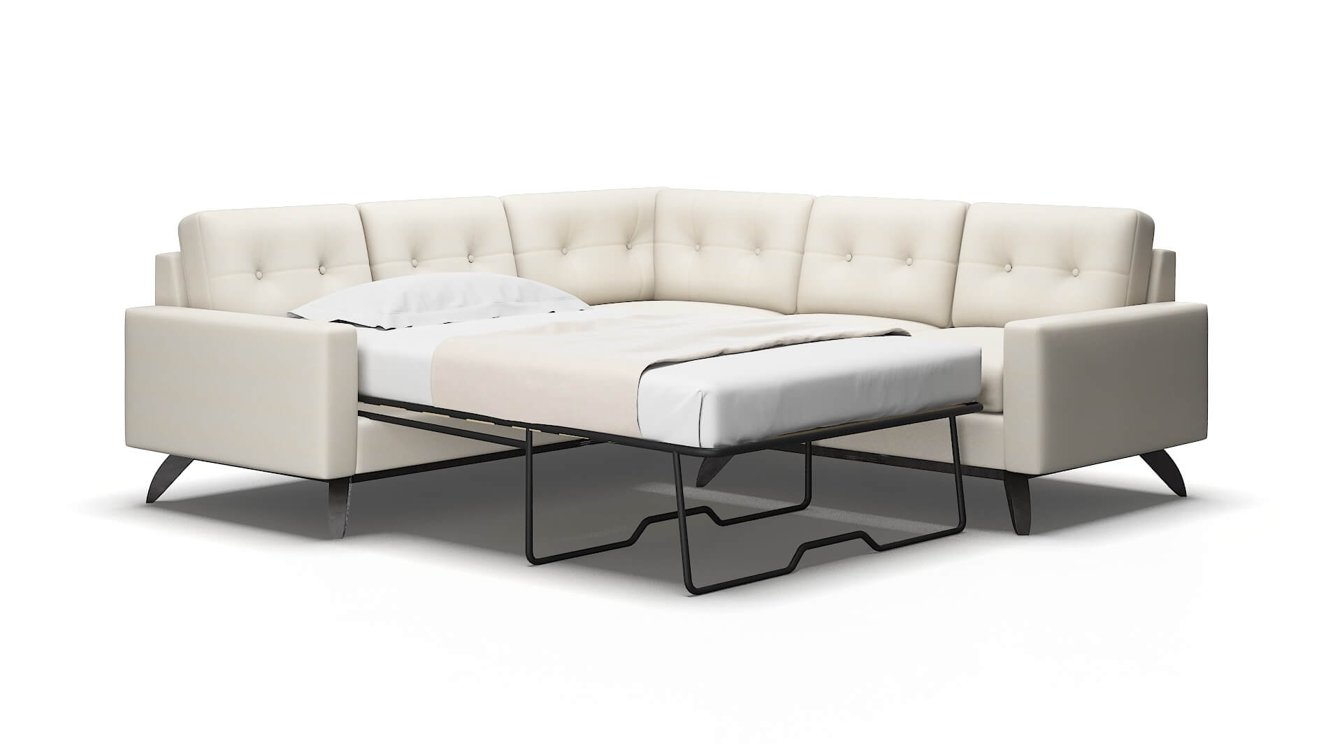 Milan Bungalow Ivory Sectional Sleeper Espresso legs 2