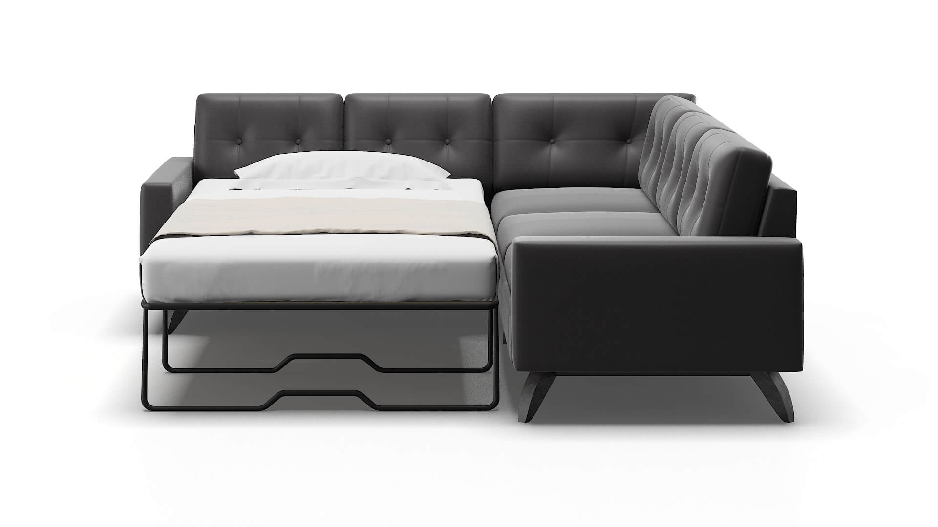 Milan Catalina Charcoal Sectional Sleeper Espresso legs 1