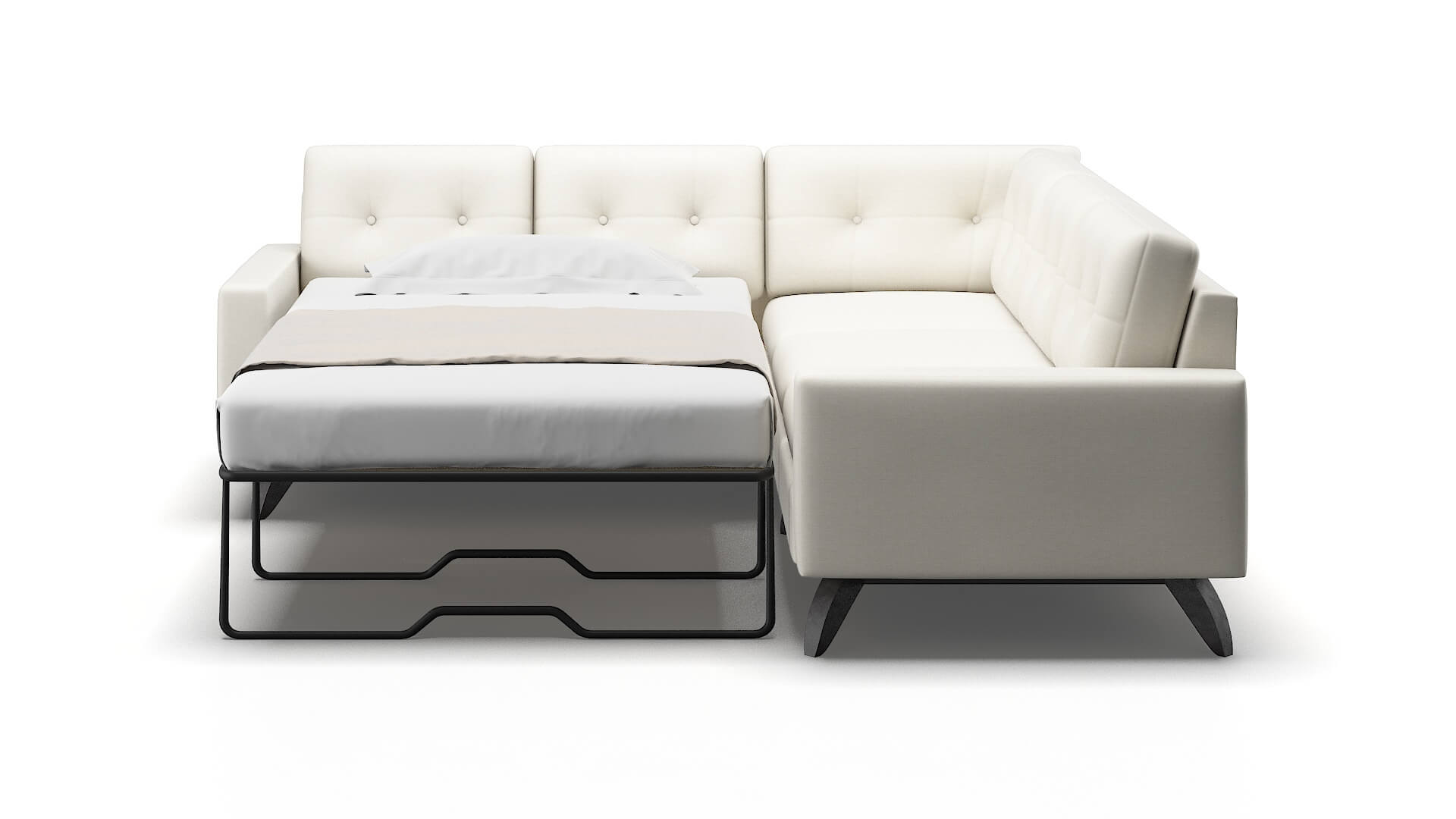 Milan Catalina Ivory Sectional Sleeper Espresso legs 1