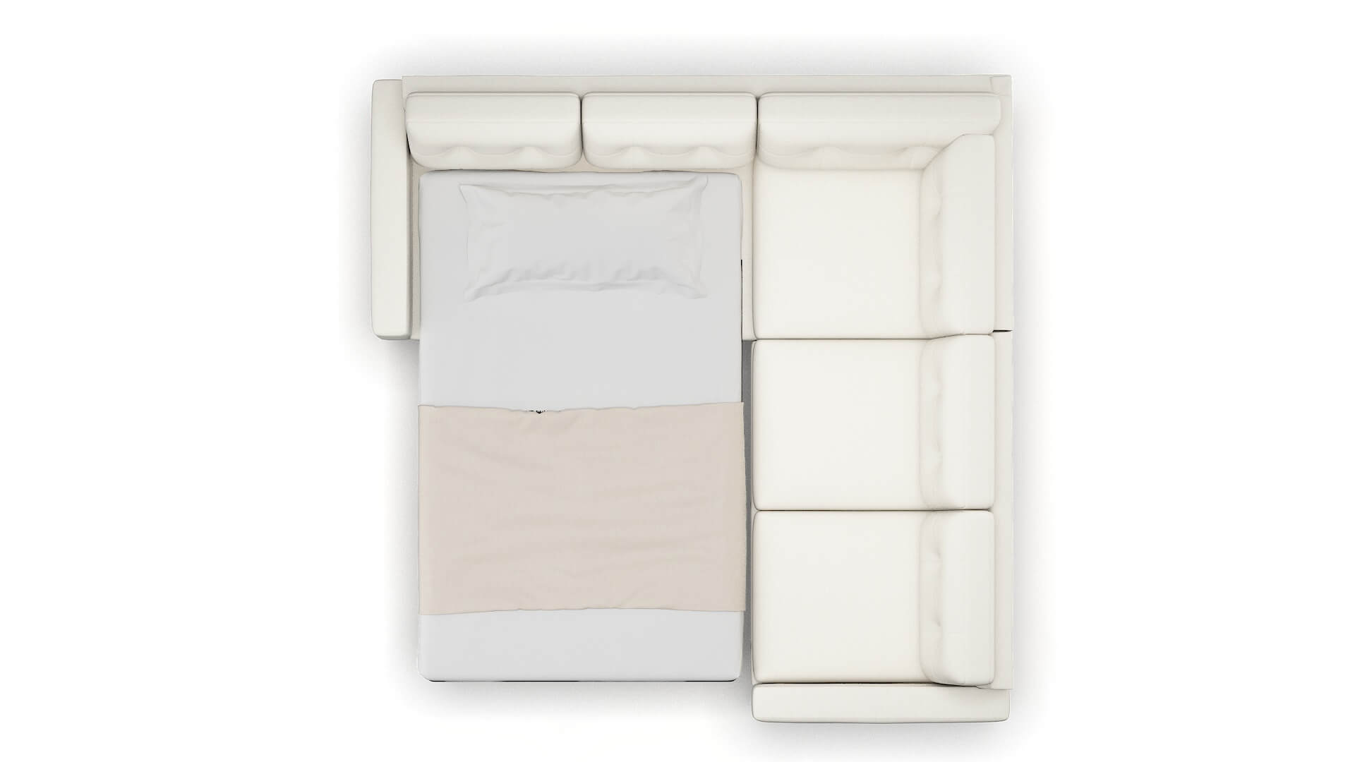 Milan Catalina Ivory Sectional Sleeper Espresso legs 3