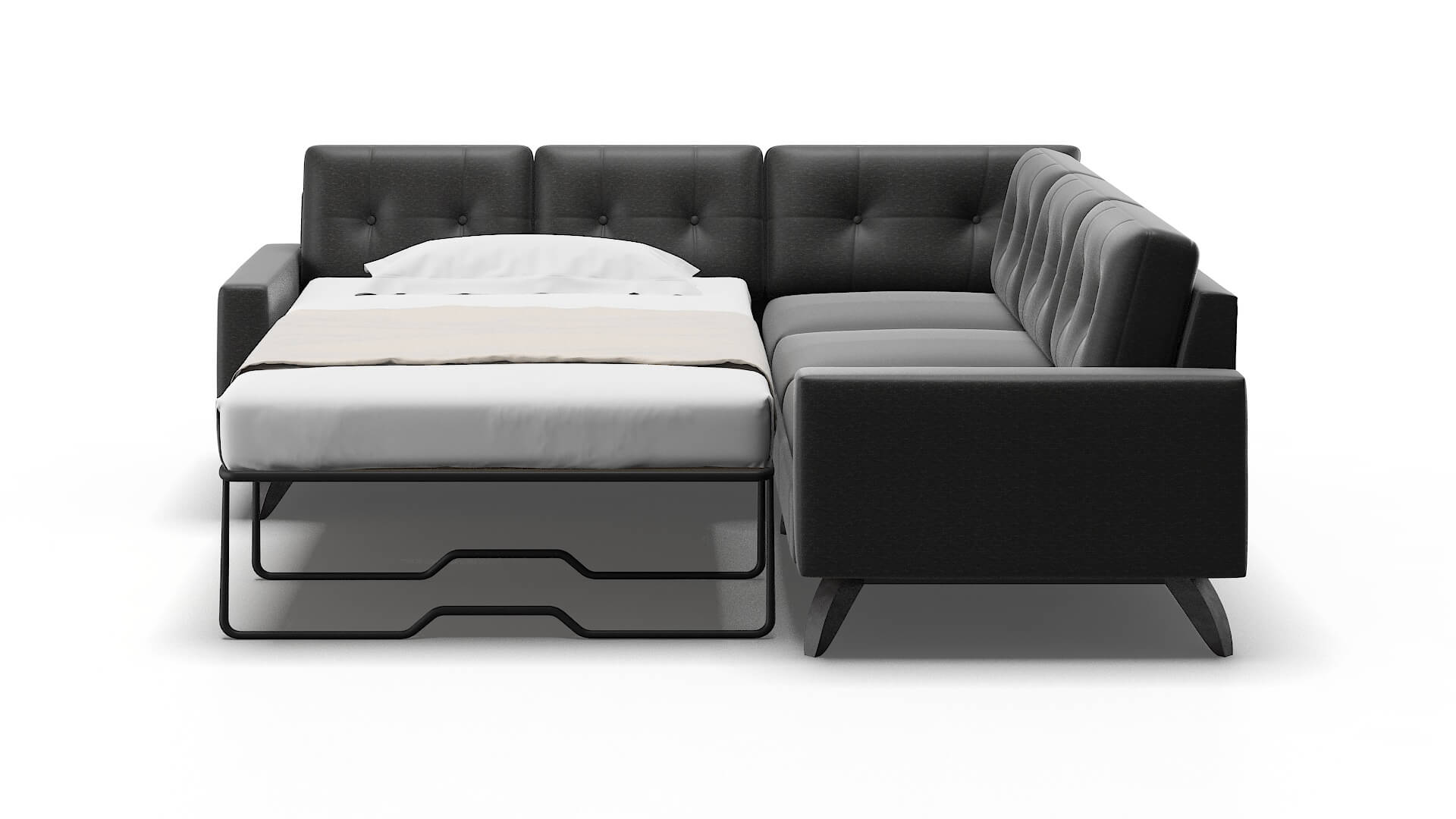 Milan Chance Denim Sectional Sleeper Espresso legs 1