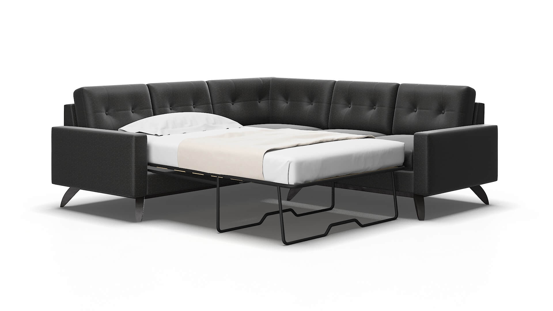 Milan Chance denim Sectional sleeper Espresso Legs  2