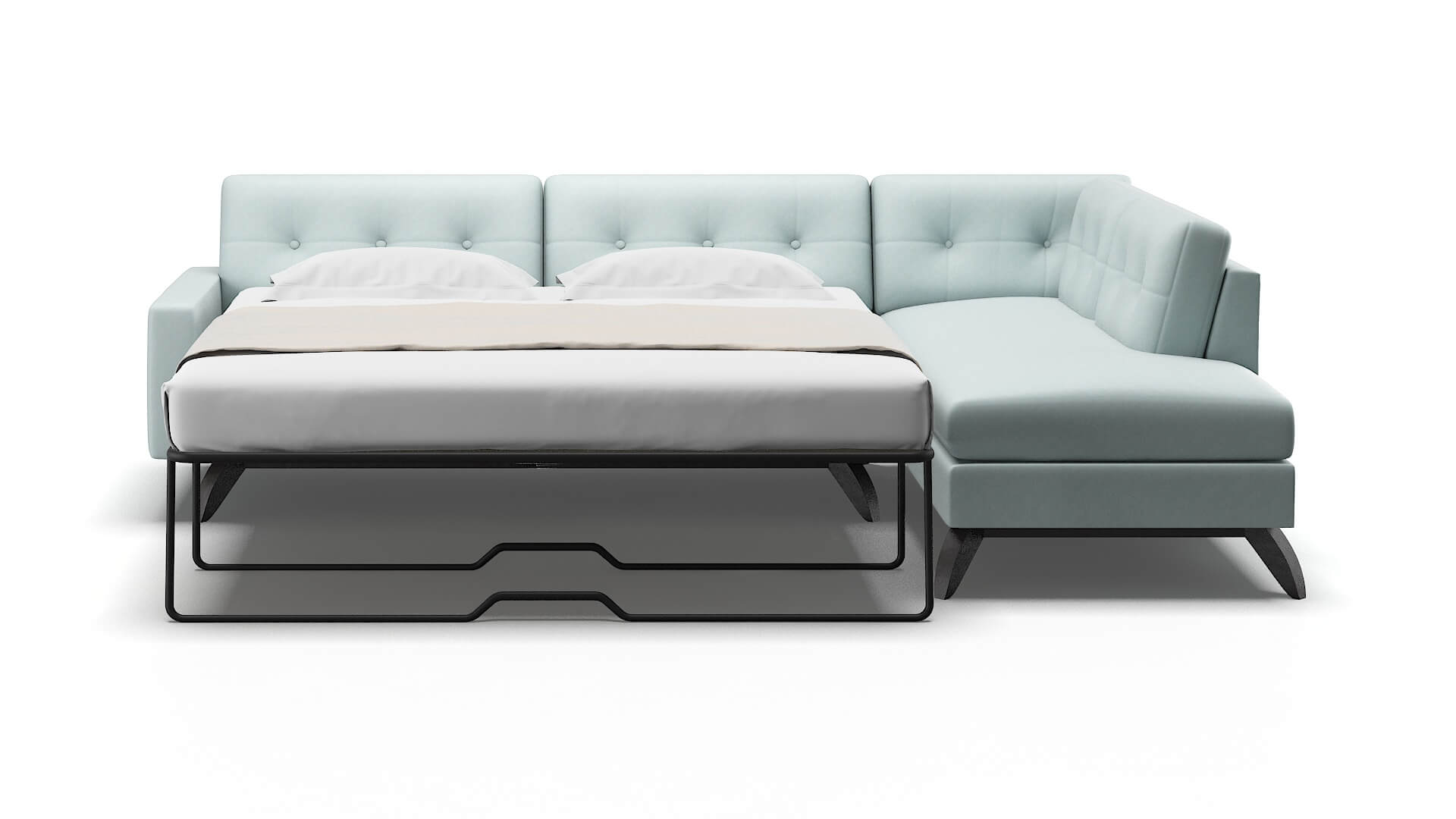 Milan Clyde Cornflower Panel Sleeper Espresso legs 1