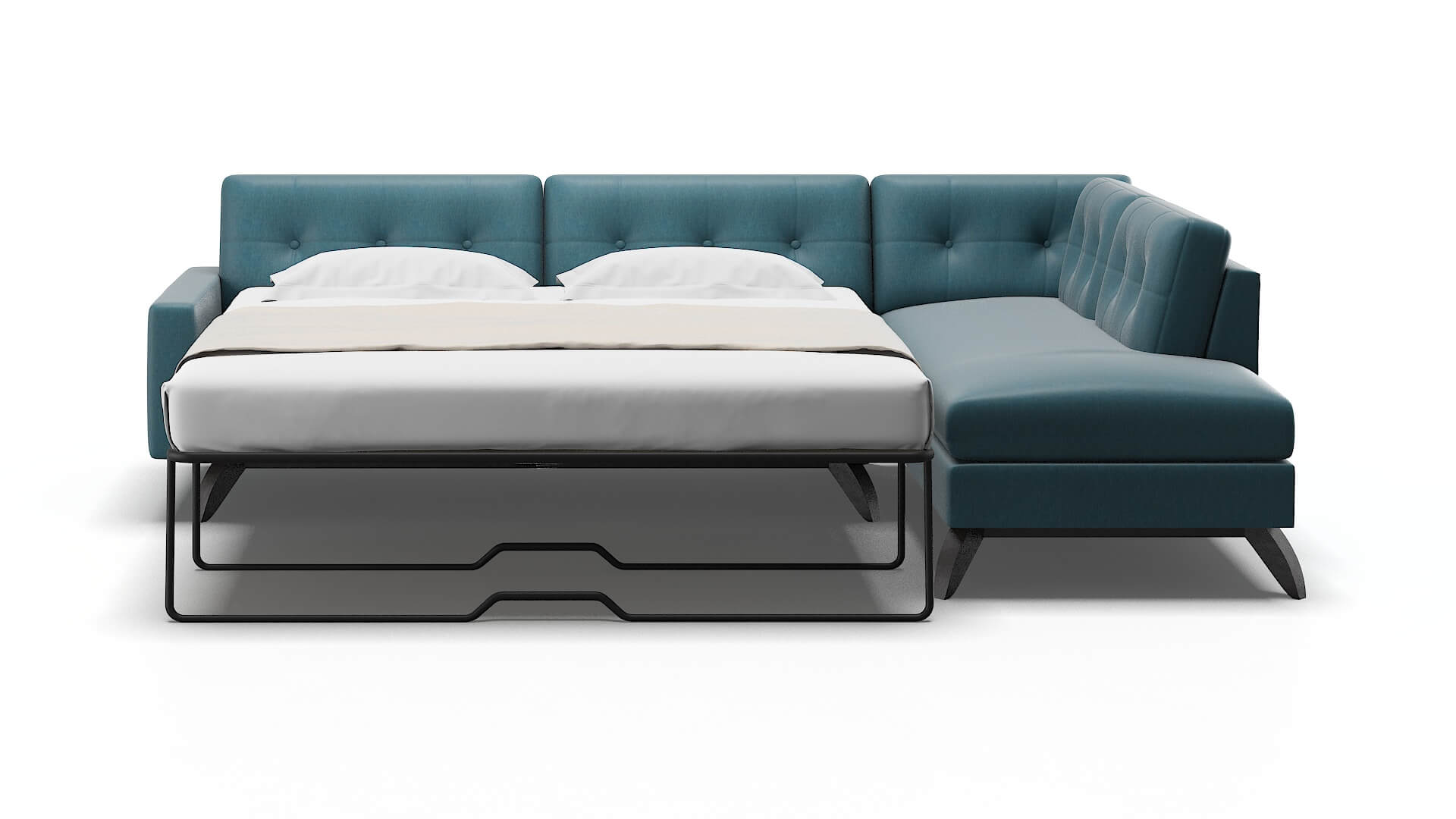 Milan Cosmo Teal Panel Sleeper Espresso legs 1