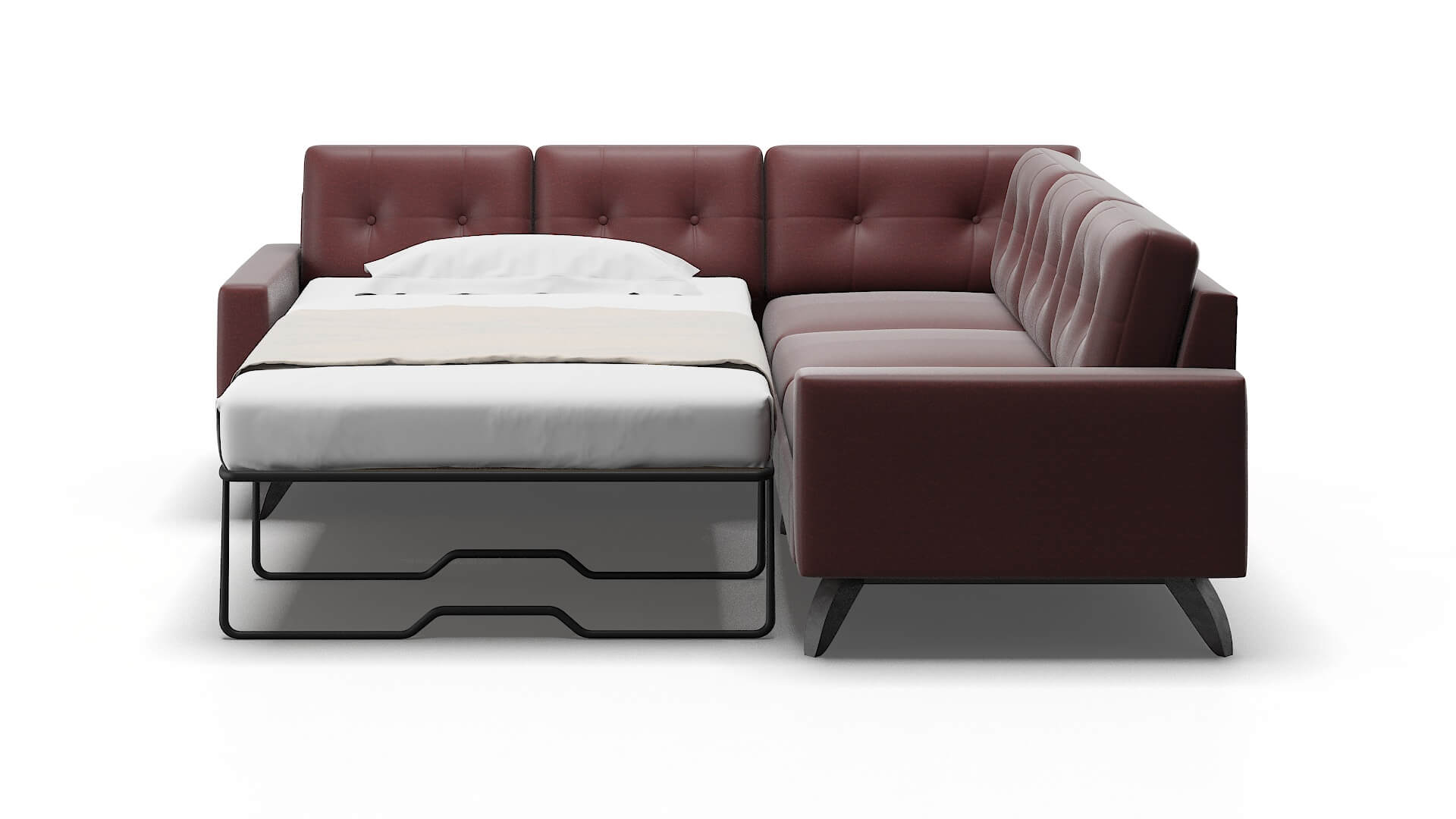 Milan Derby Berry Sectional Sleeper Espresso legs 1