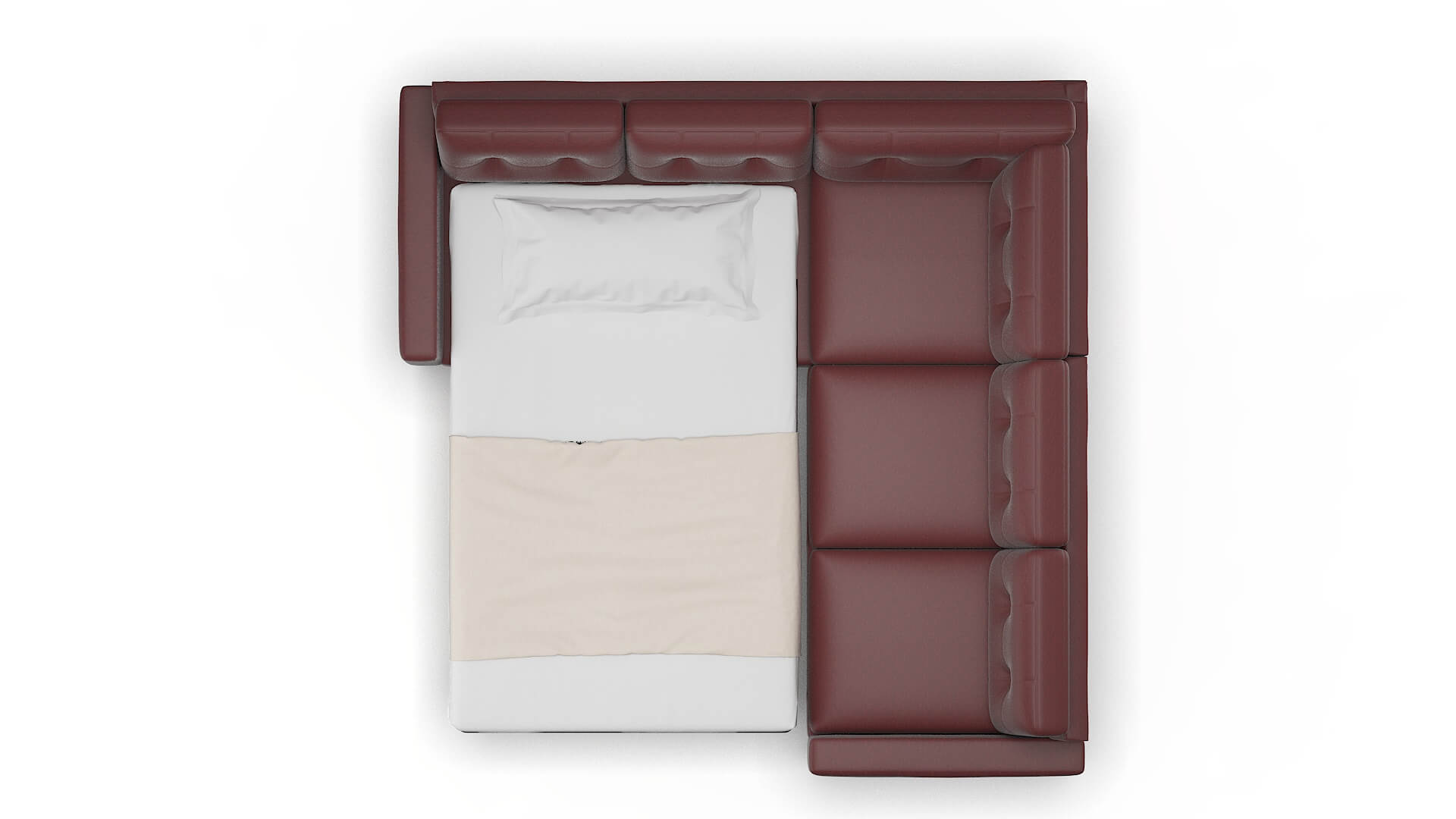 Milan Derby Berry Sectional Sleeper Espresso legs 3