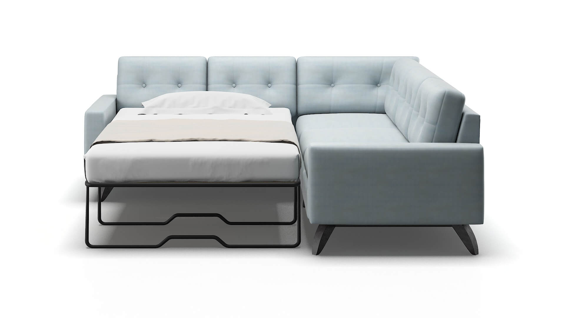 Milan Hathaway Aqua Sectional Sleeper Espresso legs 1