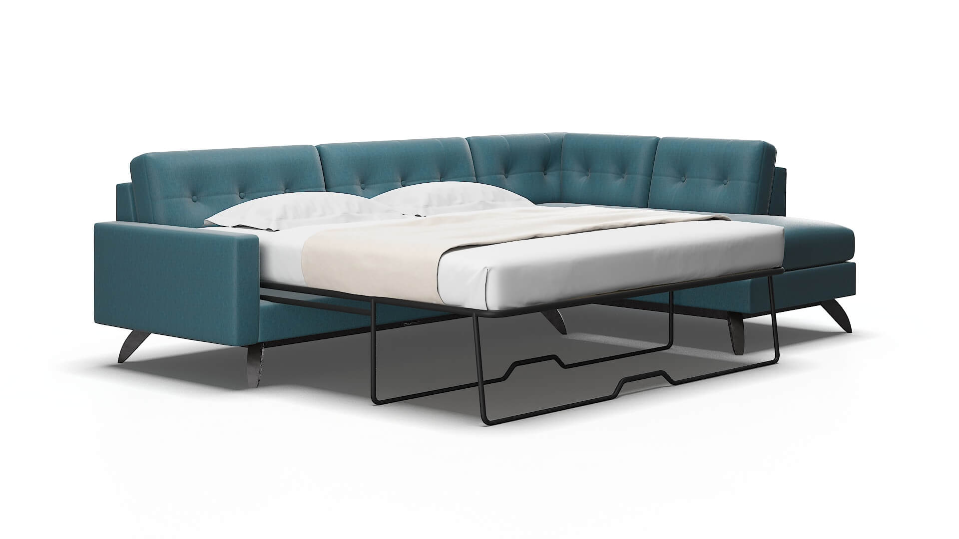 Milan Hepburn teal Panel sleeper Espresso Legs  2