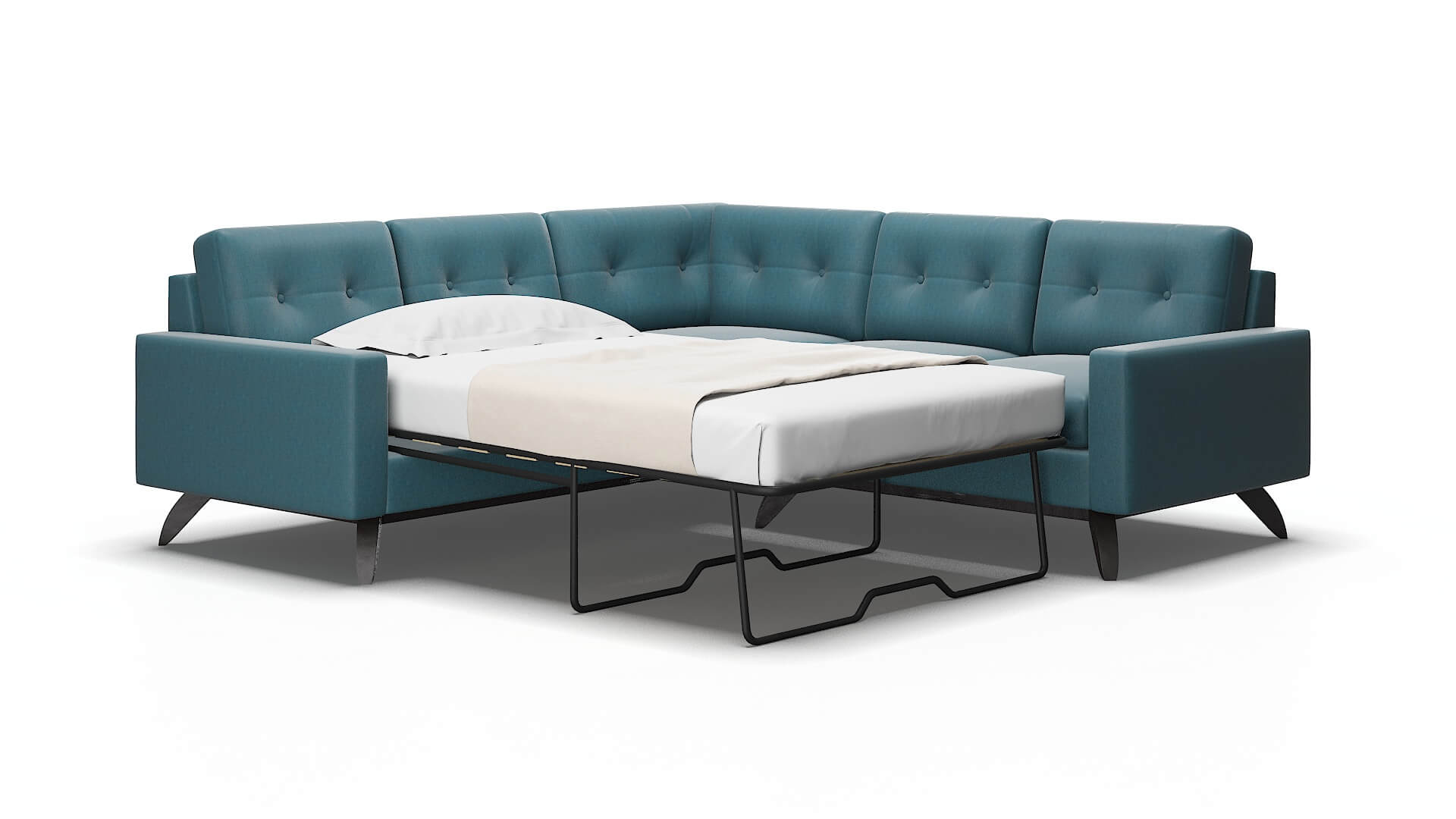 Milan Hepburn teal Sectional sleeper Espresso Legs  2