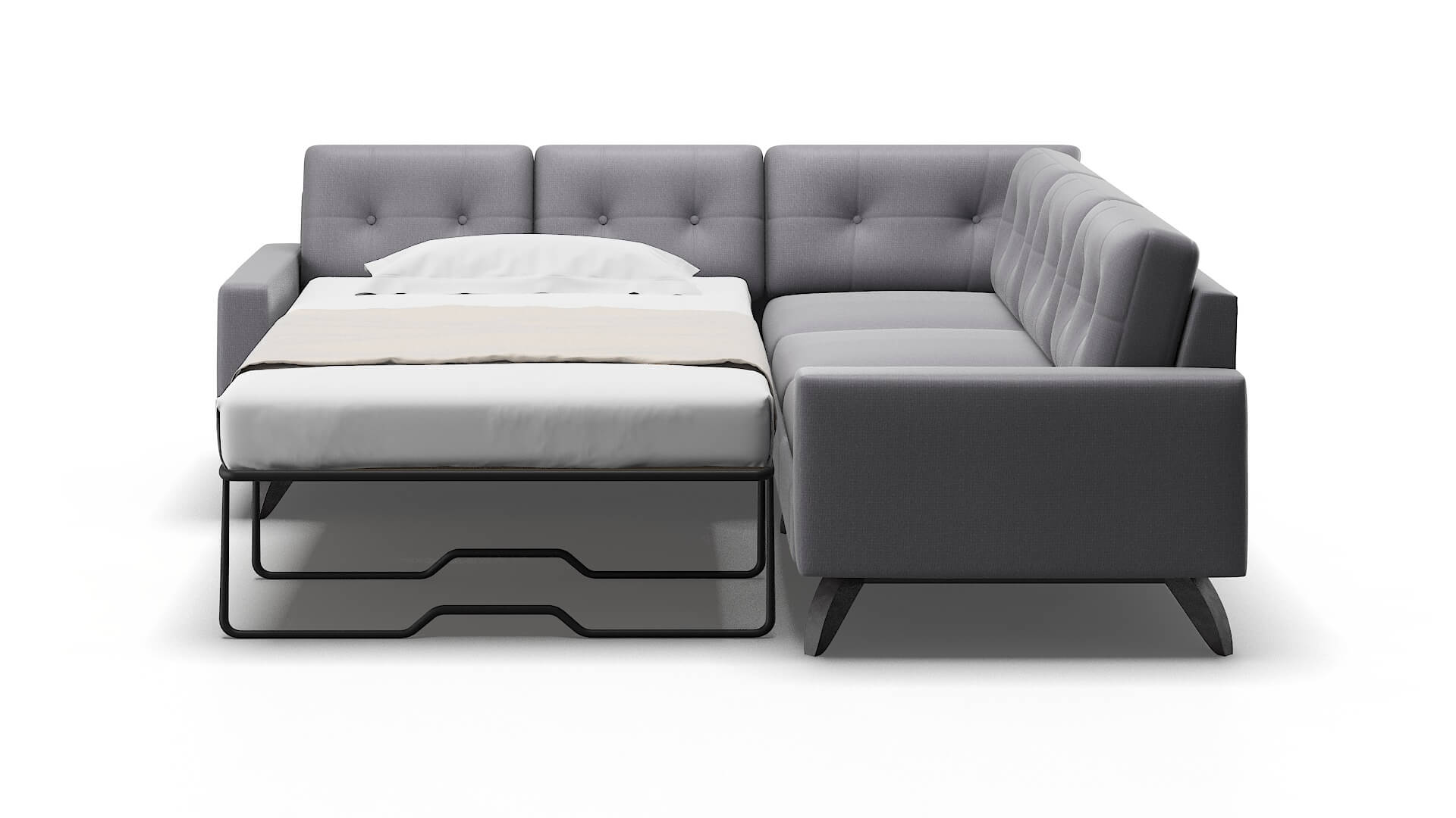 Milan Insight Denim Sectional Sleeper Espresso legs 1