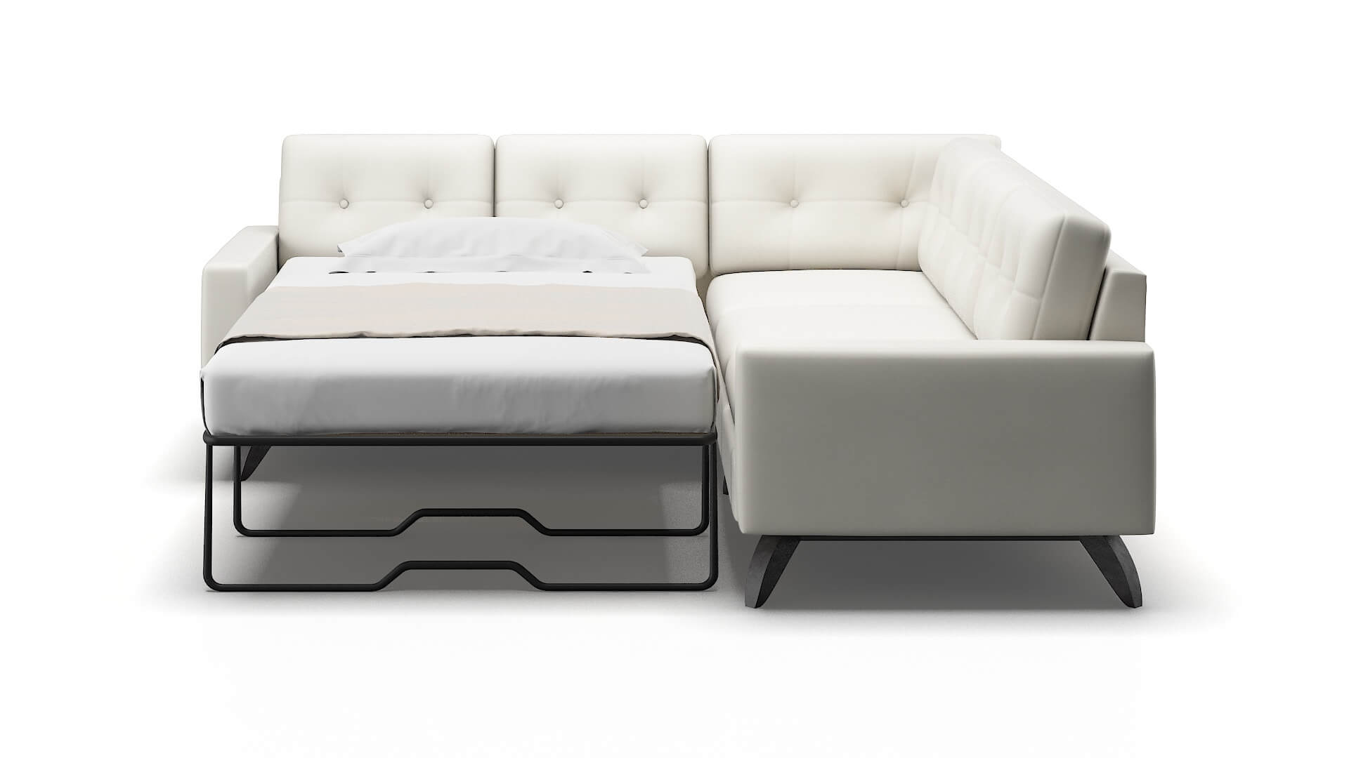 Milan Keylargo Oatmeal Sectional Sleeper Espresso legs 1