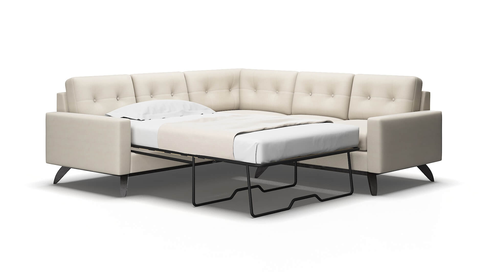 Milan Malibu linen Sectional sleeper Espresso Legs  2