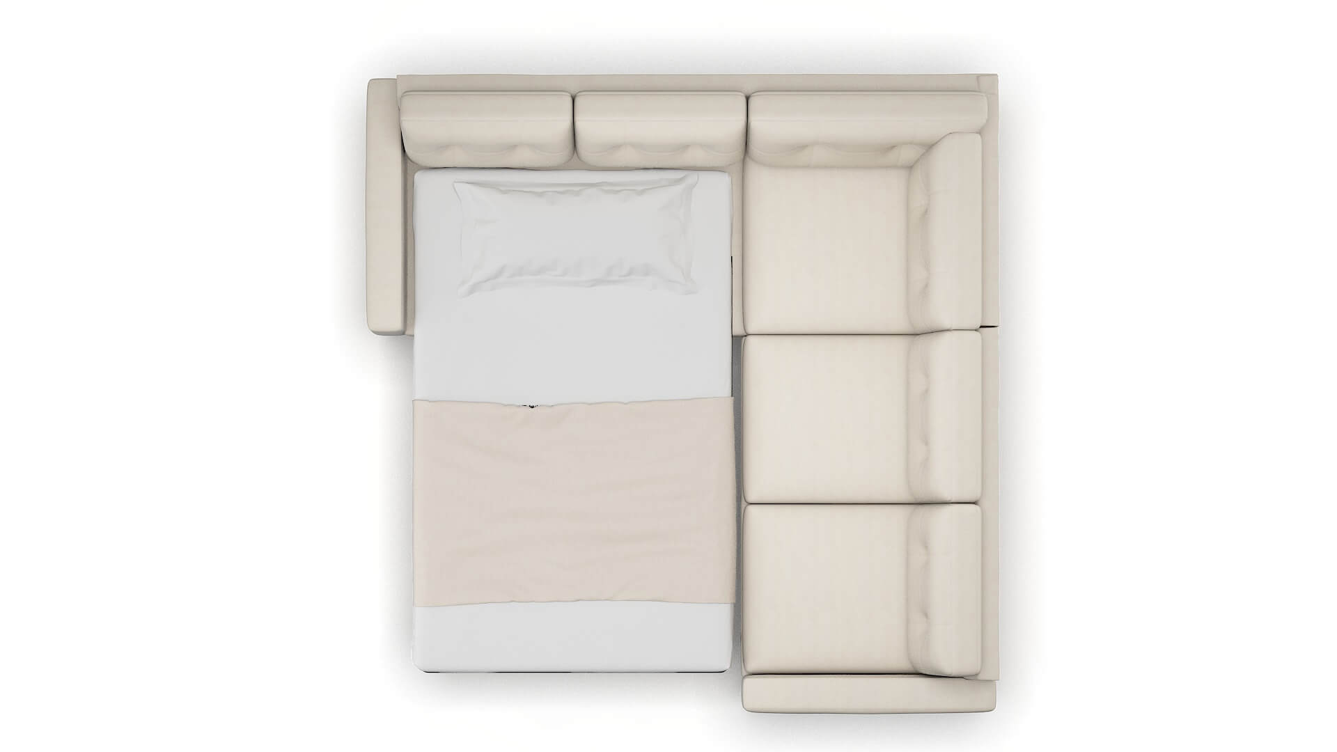 Milan Malibu Linen Sectional Sleeper Espresso legs 3