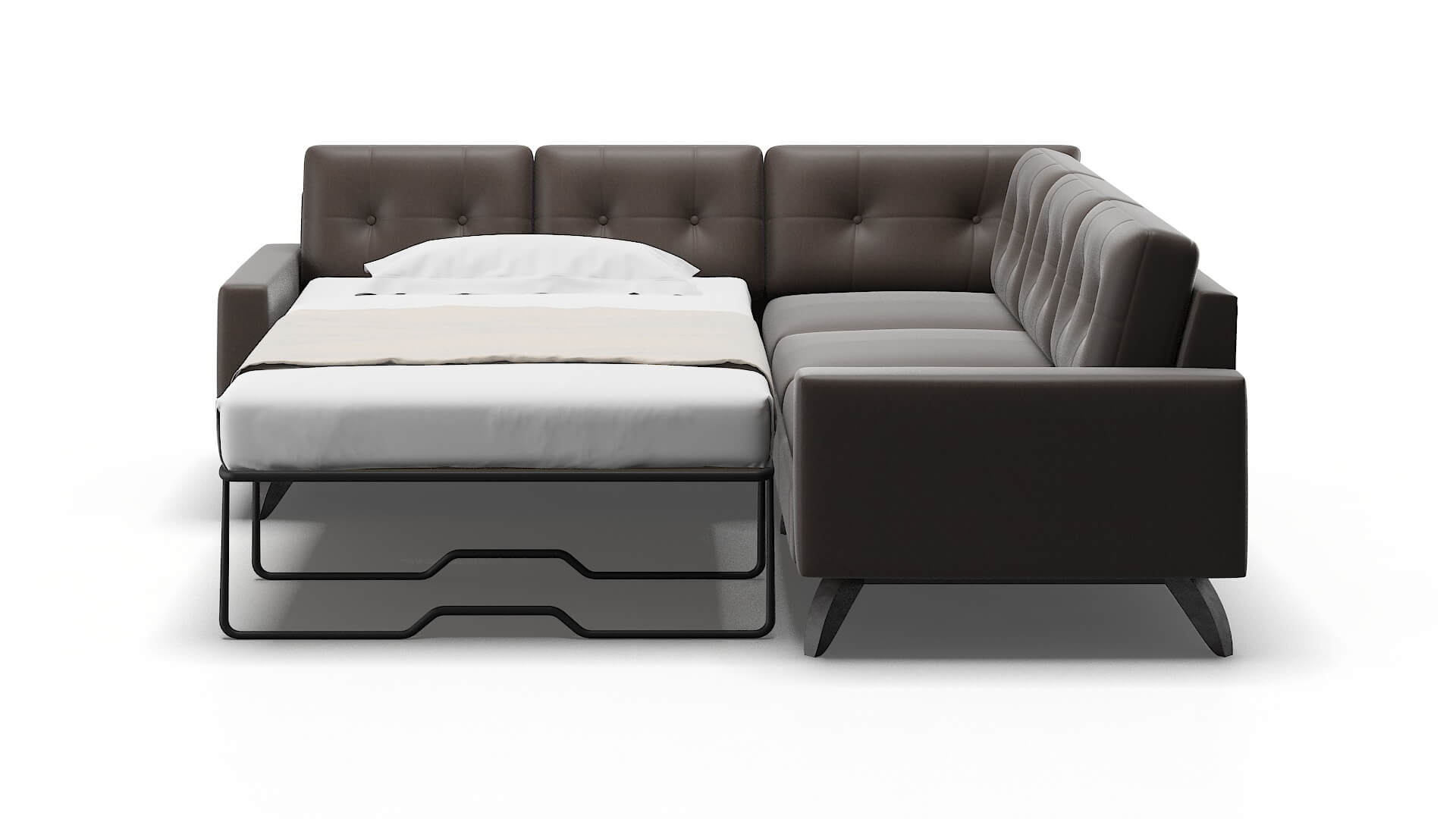 Milan Naples Graphite Sectional Sleeper Espresso legs 1