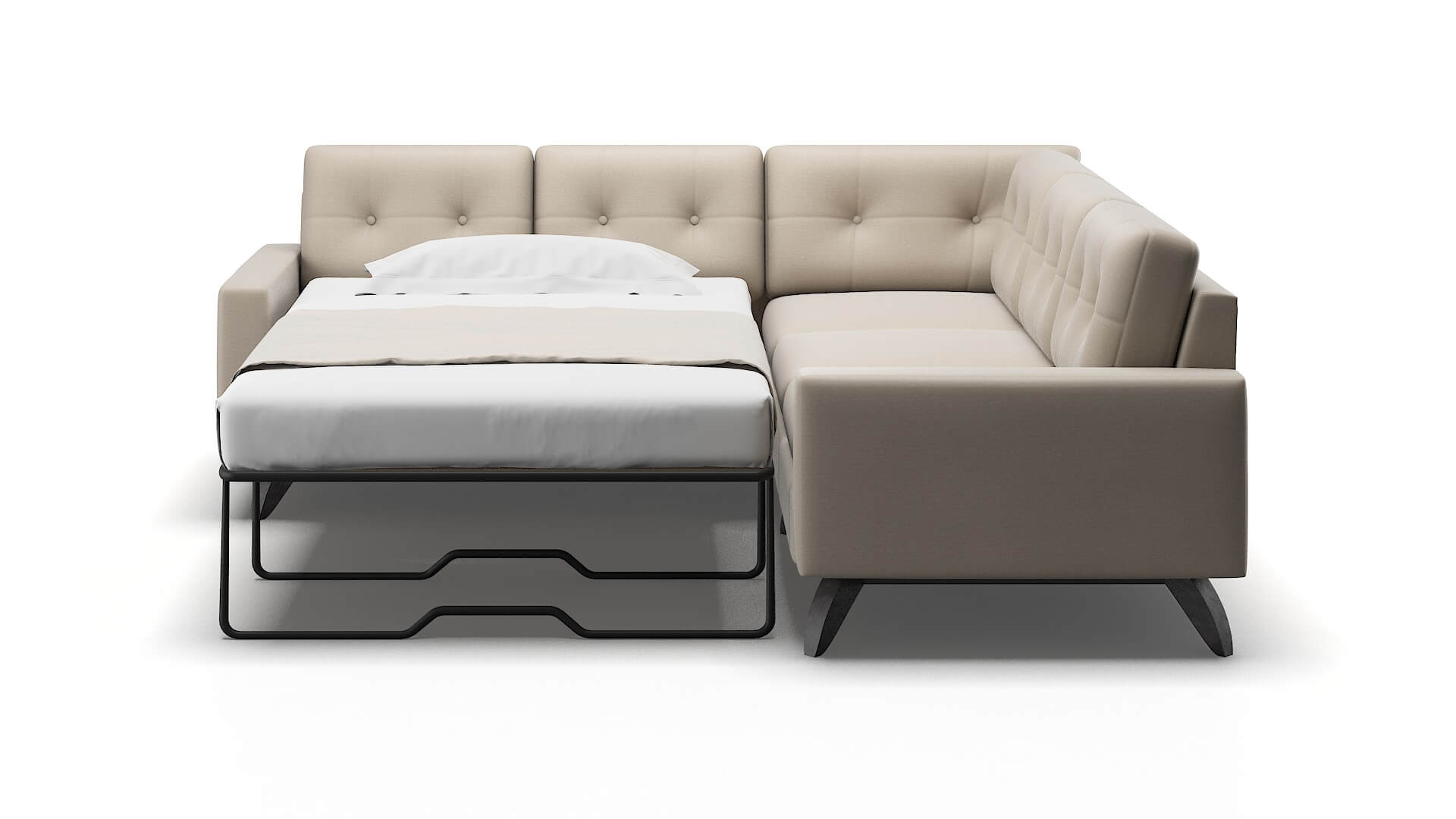 Milan Oscar Linen Sectional Sleeper Espresso legs 1