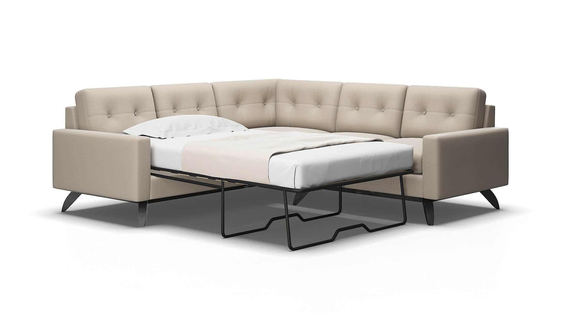 Milan Oscar linen Sectional sleeper Espresso Legs  2