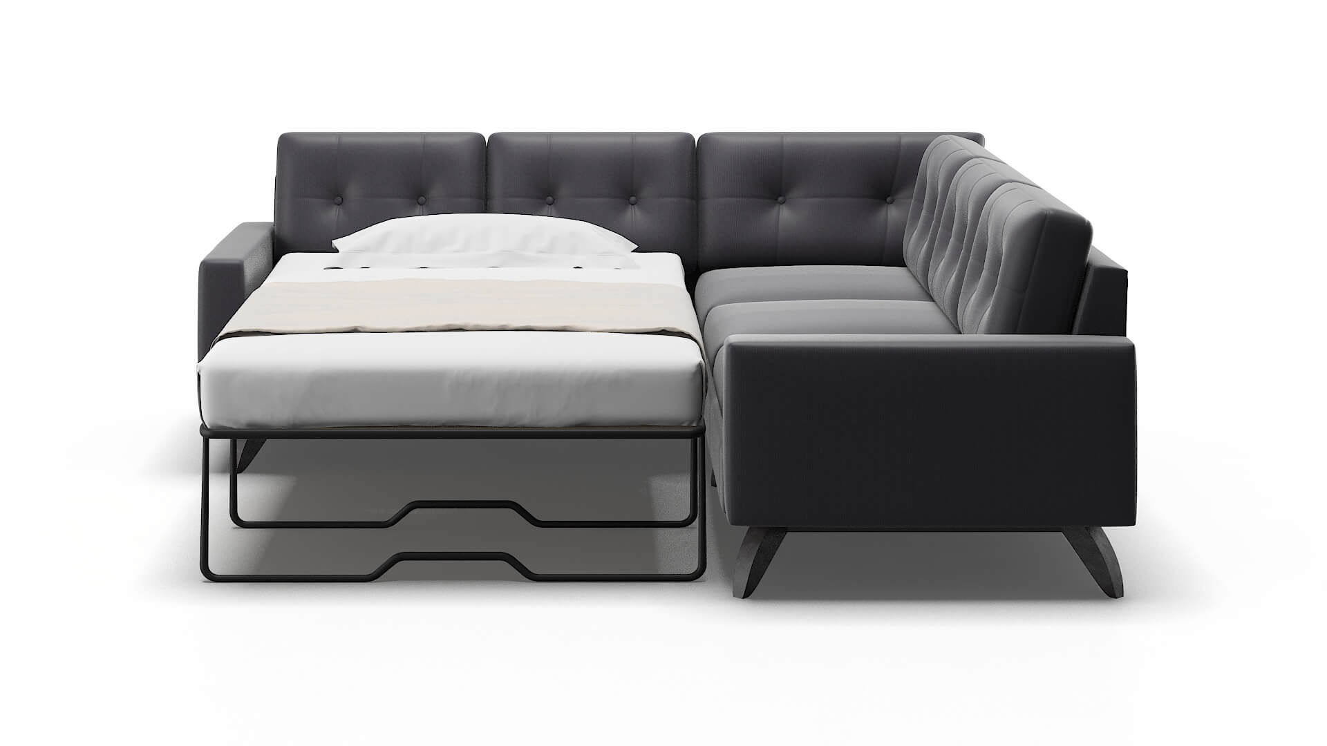 Milan Parker Charcoal Sectional Sleeper Espresso legs 1