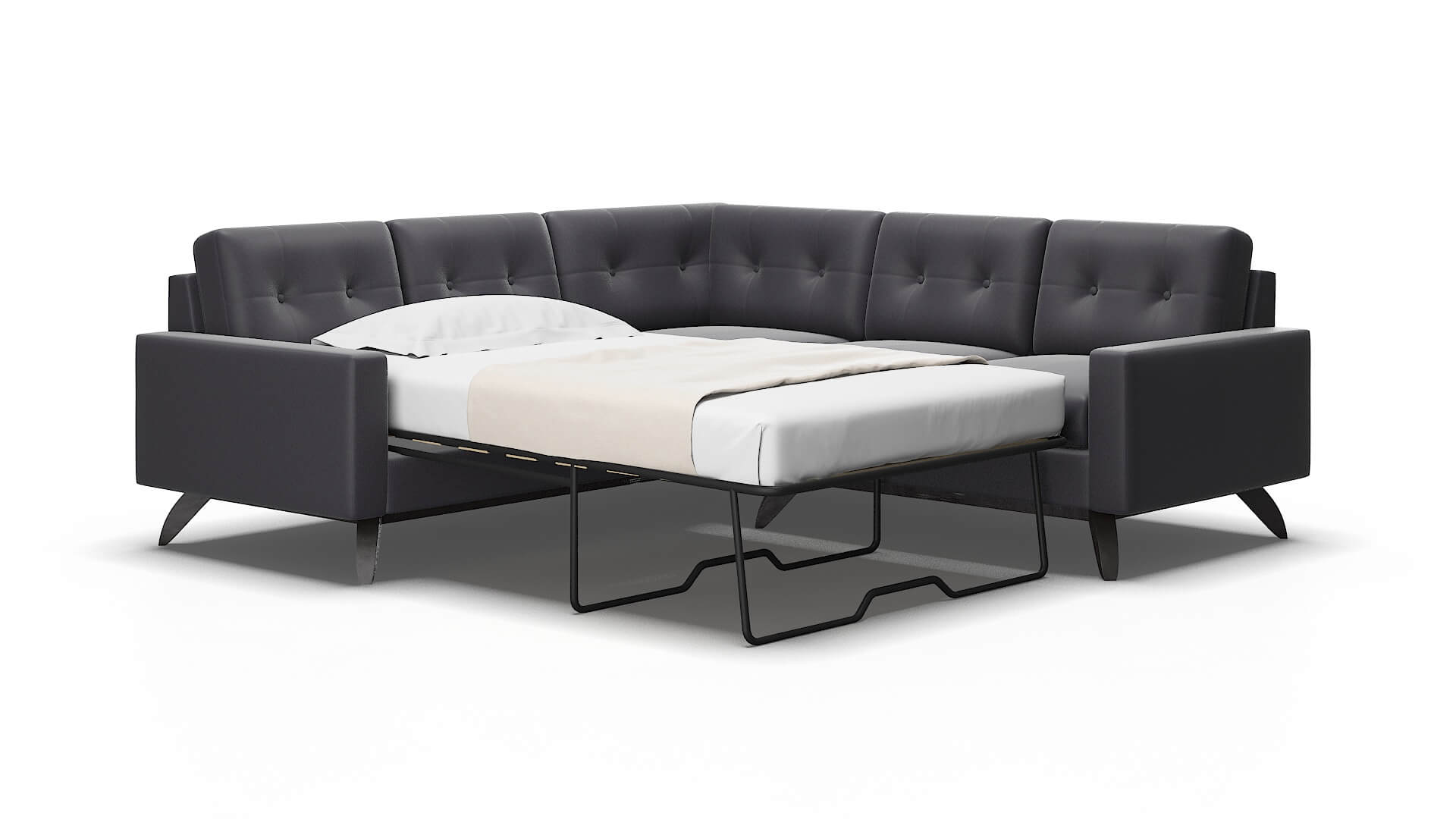 Milan Parker Charcoal Sectional Sleeper Espresso legs 2