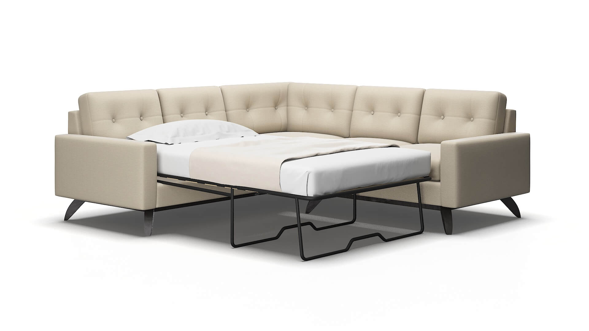 Milan Parker linen Sectional sleeper Espresso Legs  2
