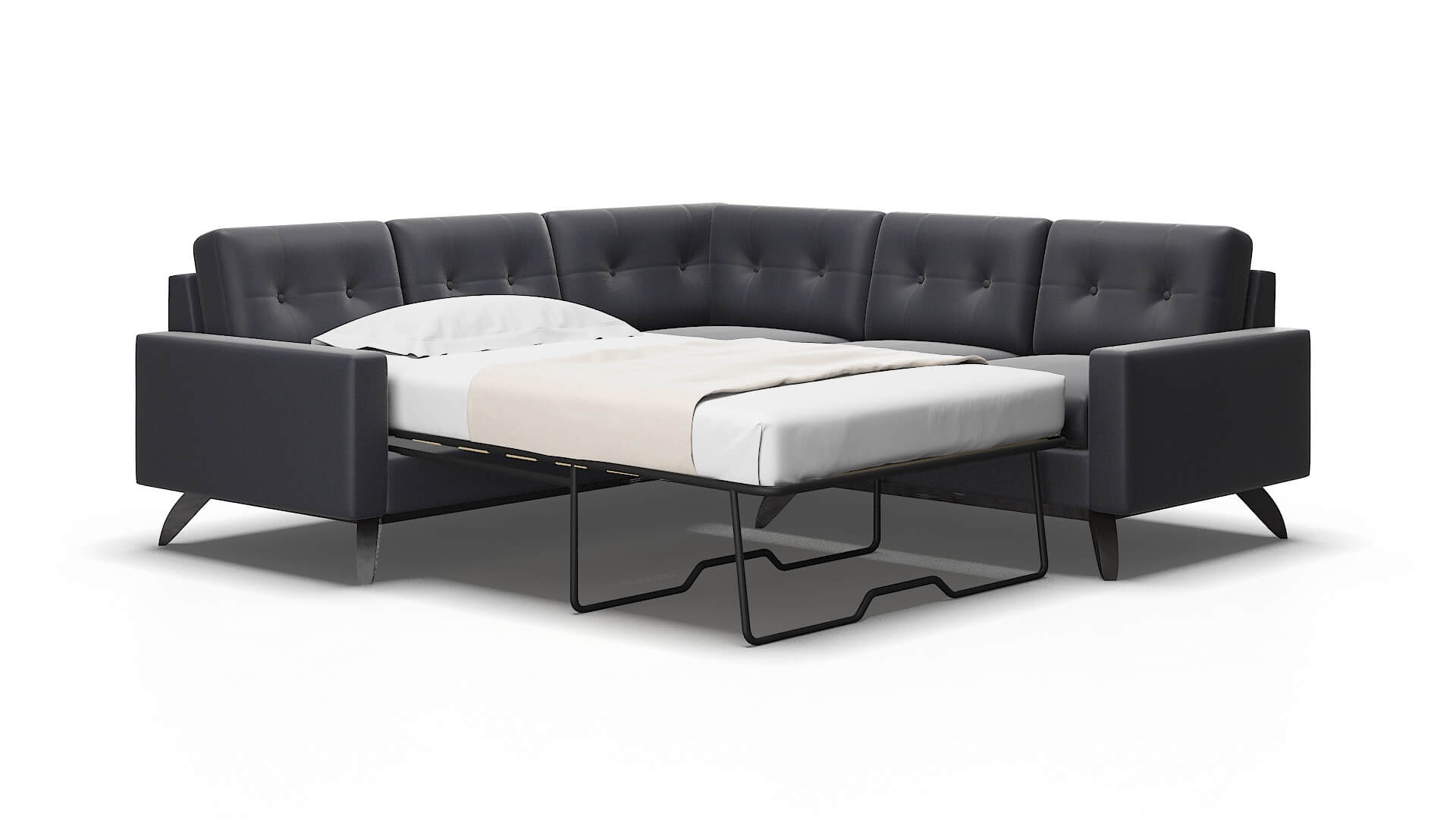 Milan Parker Midnight Sectional Sleeper espresso legs 2
