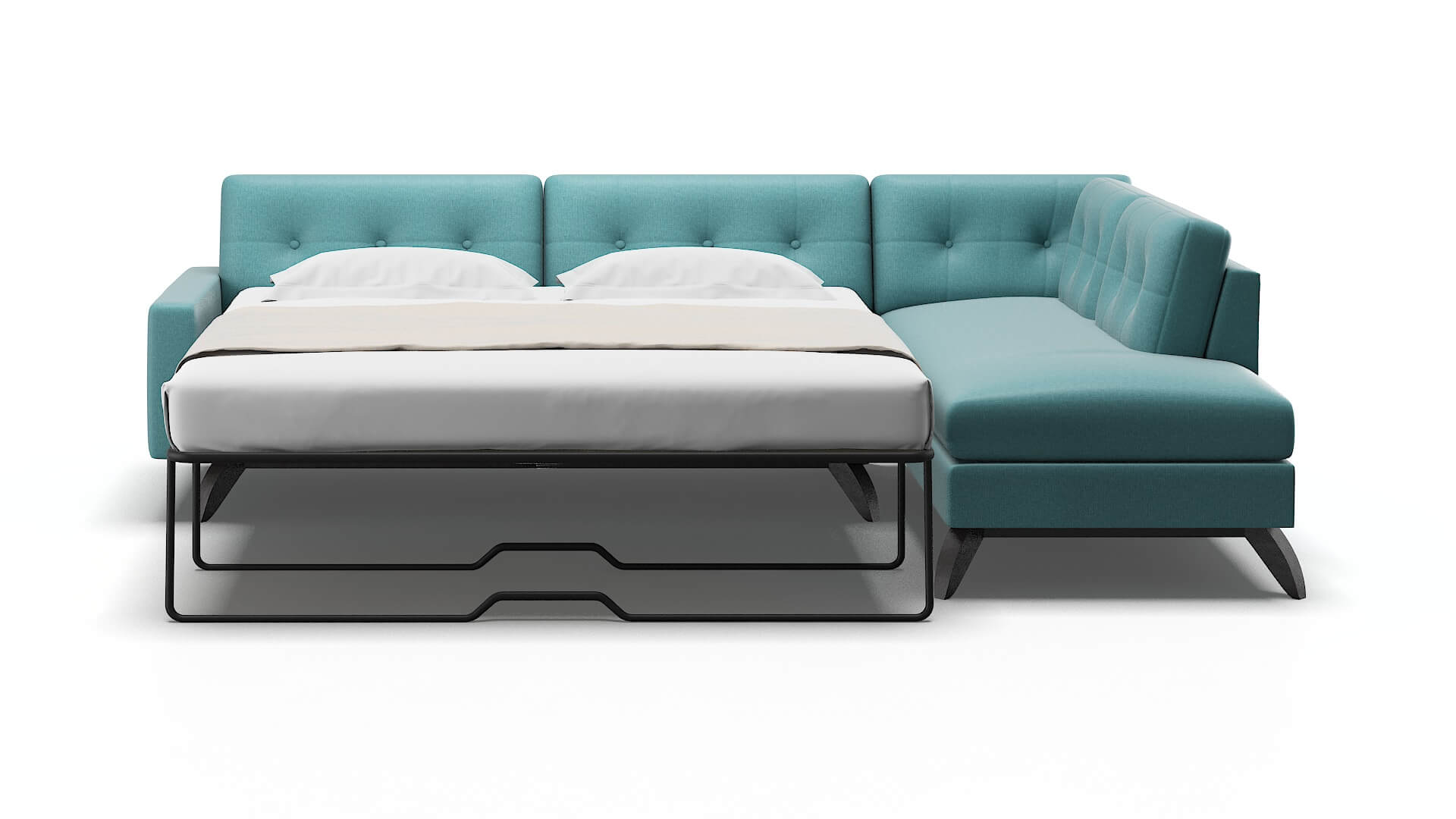 Milan Parker Turquoise Panel Sleeper Espresso legs 1