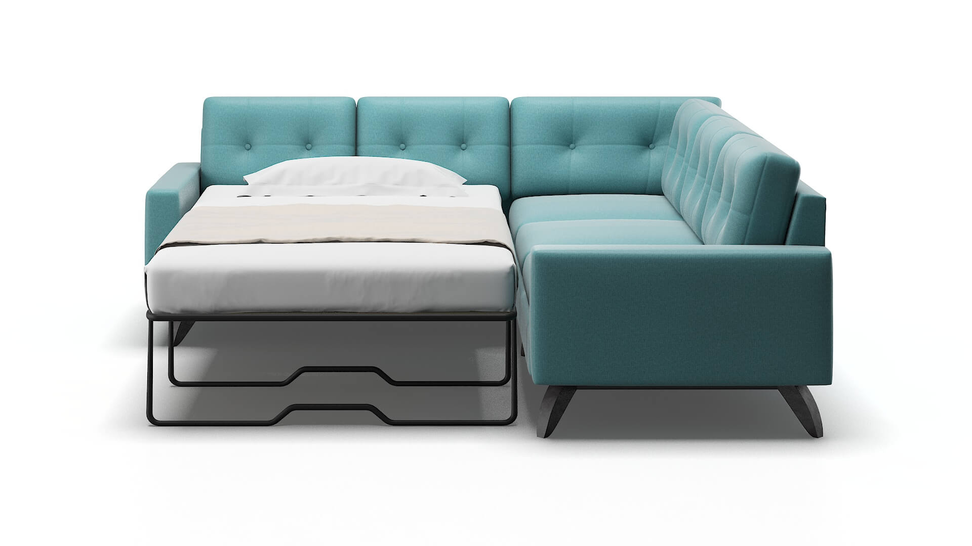 Milan Parker Turquoise Sectional Sleeper Espresso legs 1