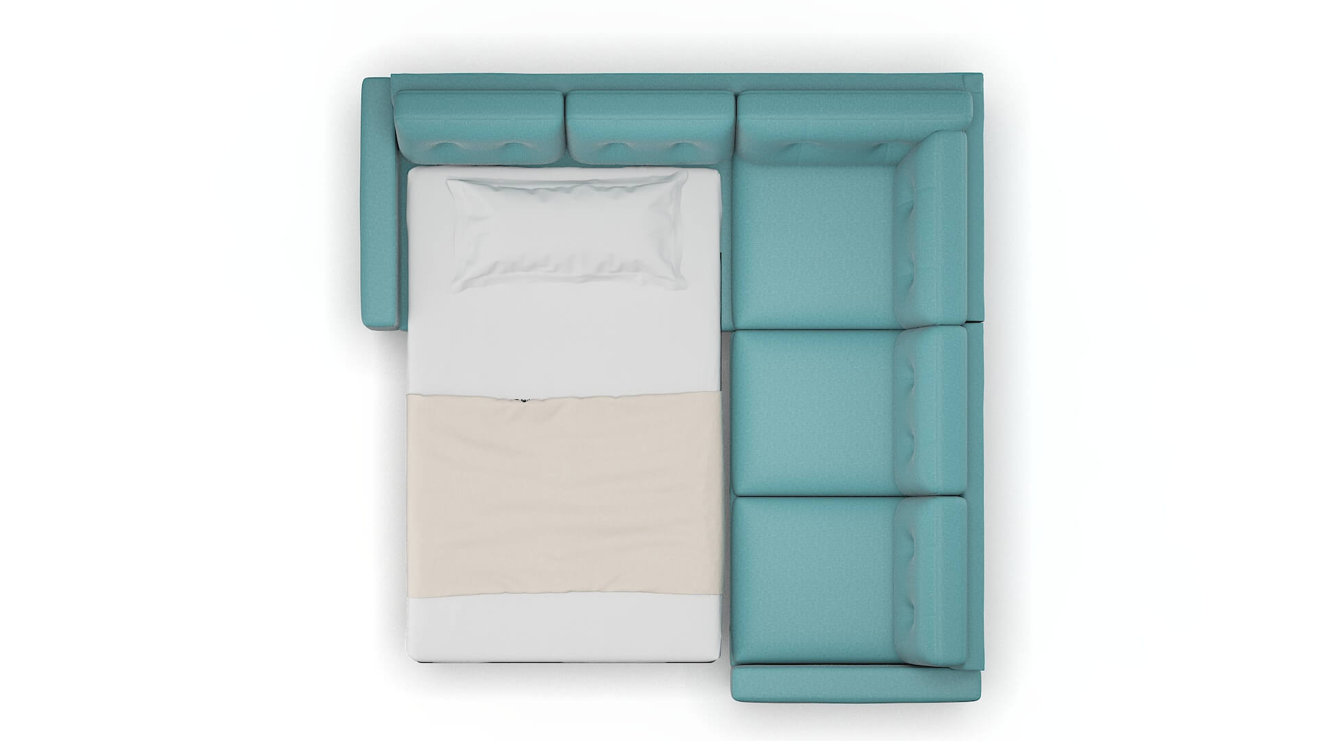 Milan Parker Turquoise Sectional Sleeper Espresso legs 3