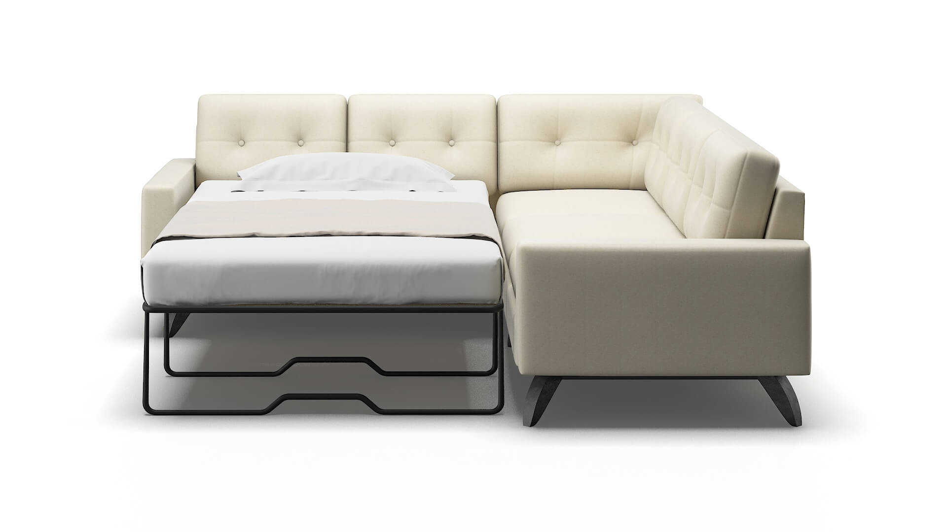 Milan Phoenix Ivory Sectional Sleeper Espresso legs 1