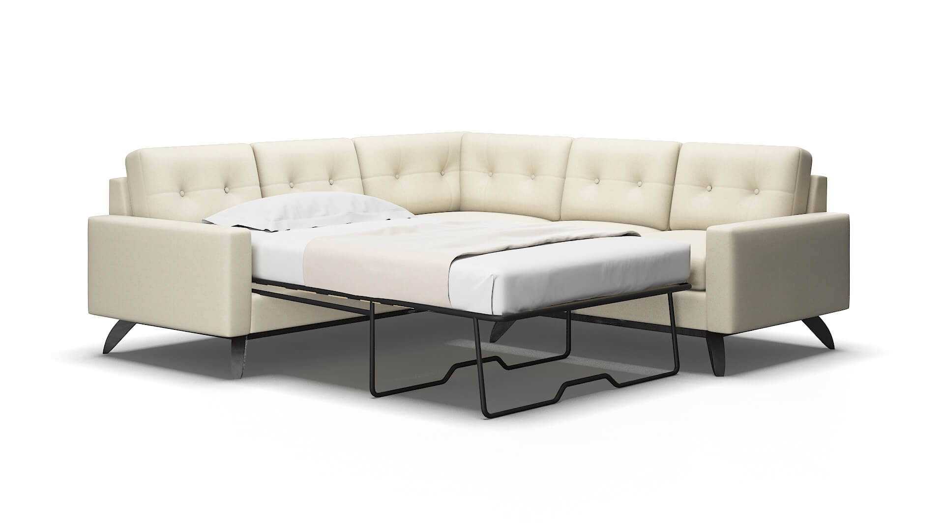 Milan Phoenix ivory Sectional sleeper Espresso Legs  2
