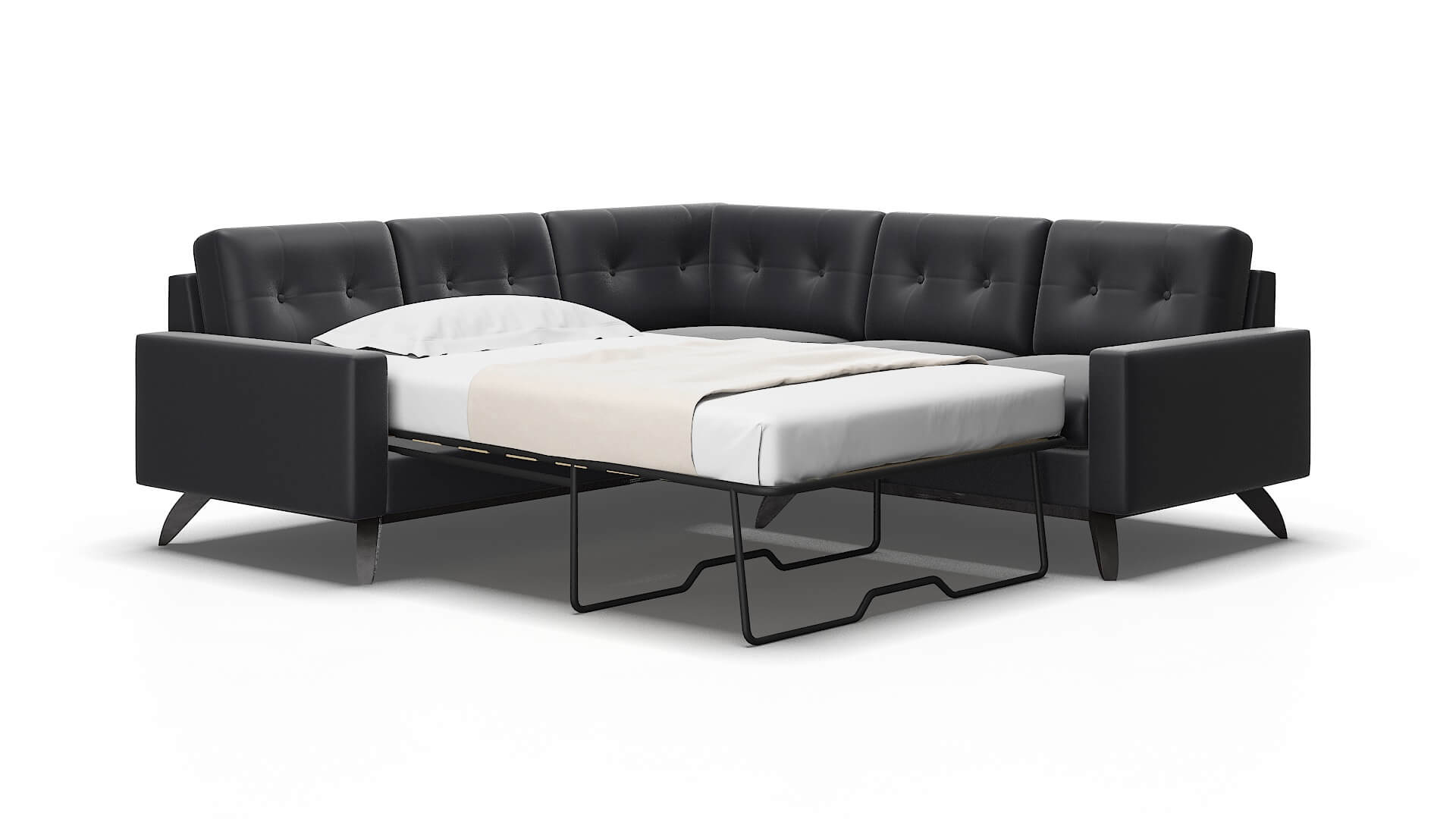 Milan Redondo Navy Sectional Sleeper Espresso legs 2