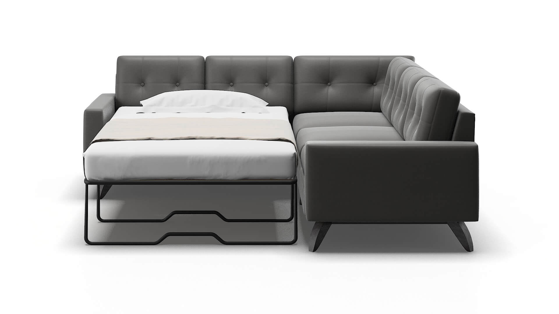 Milan Rocket Charcoal Sectional Sleeper Espresso legs 1