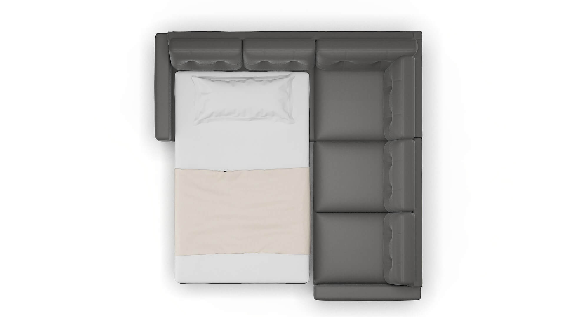 Milan Rocket Charcoal Sectional Sleeper Espresso legs 3