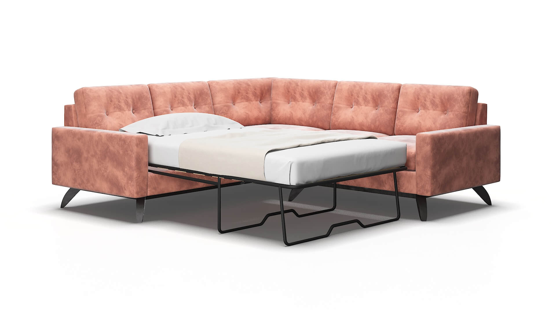 Milan Royale blush Sectional sleeper Espresso Legs  2