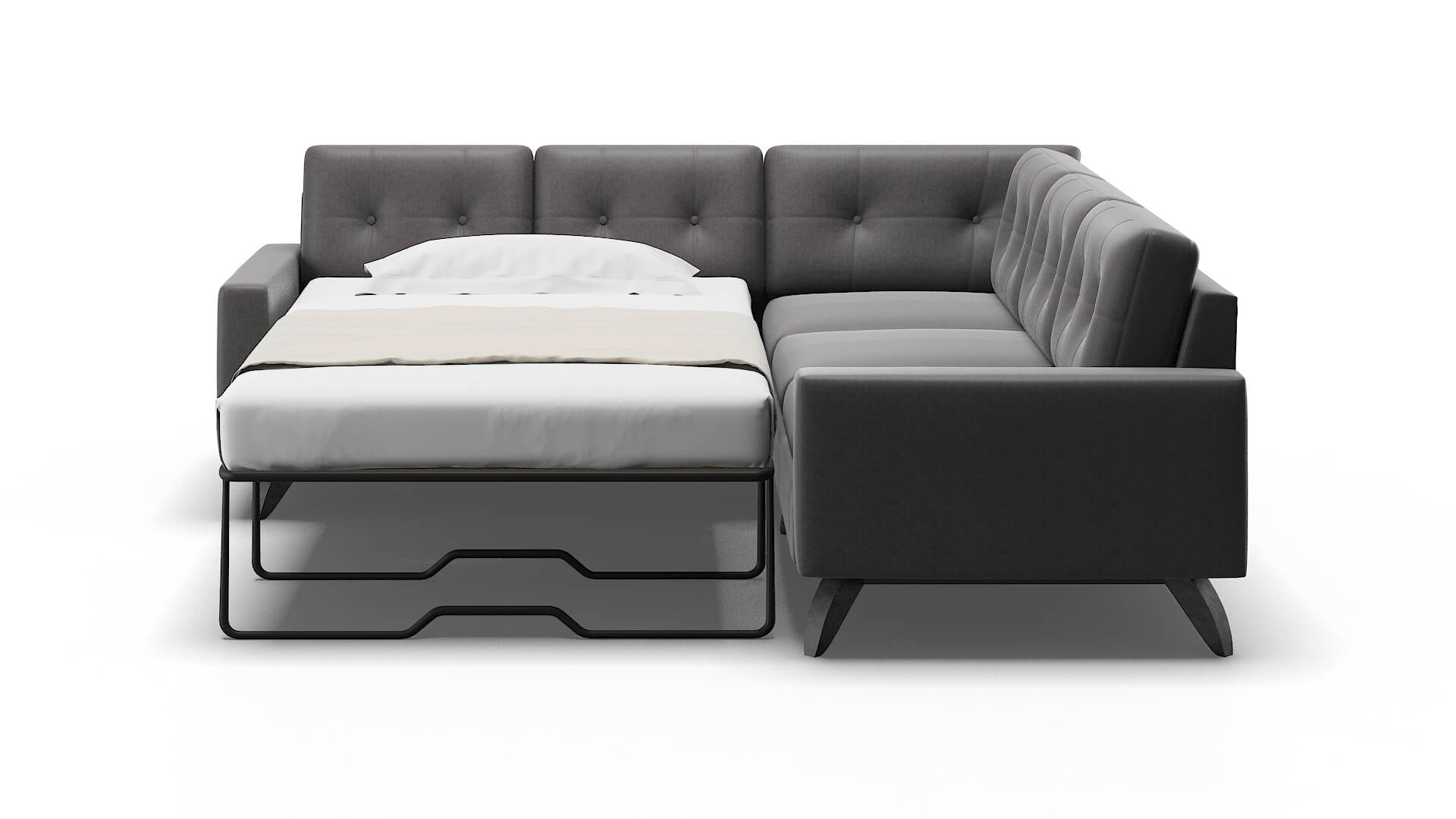 Milan Sasha Grey Sectional Sleeper Espresso legs 1