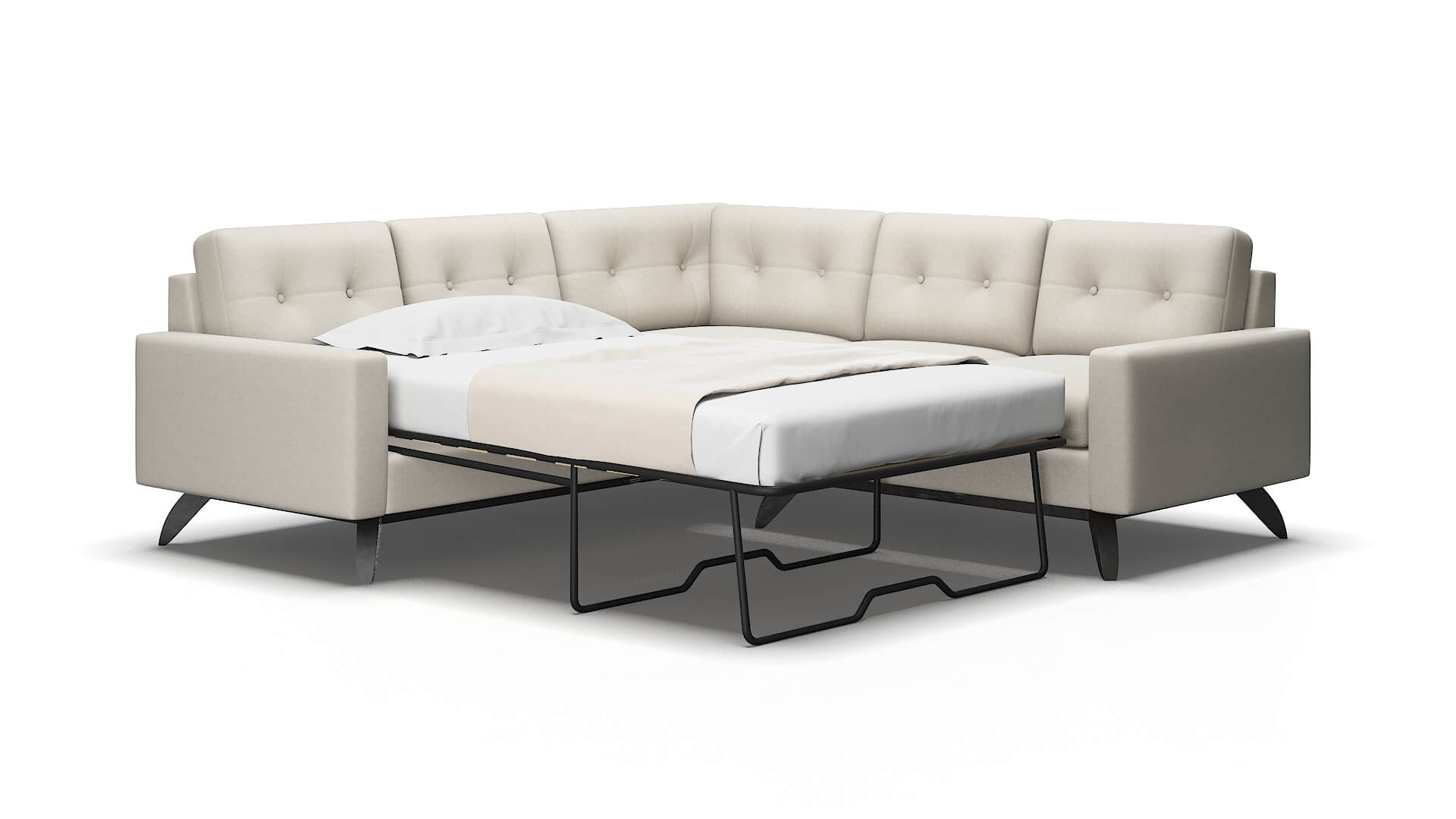 Milan Sasha Linen Sectional Sleeper Espresso legs 2