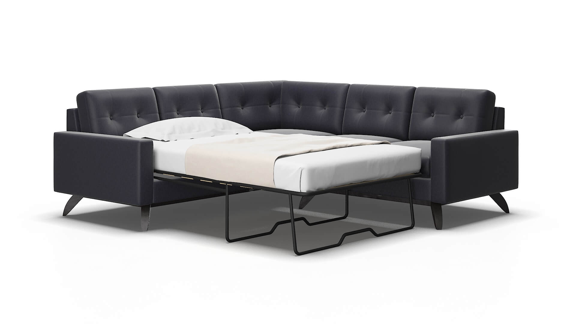 Milan Sasha navy Sectional sleeper Espresso Legs  2