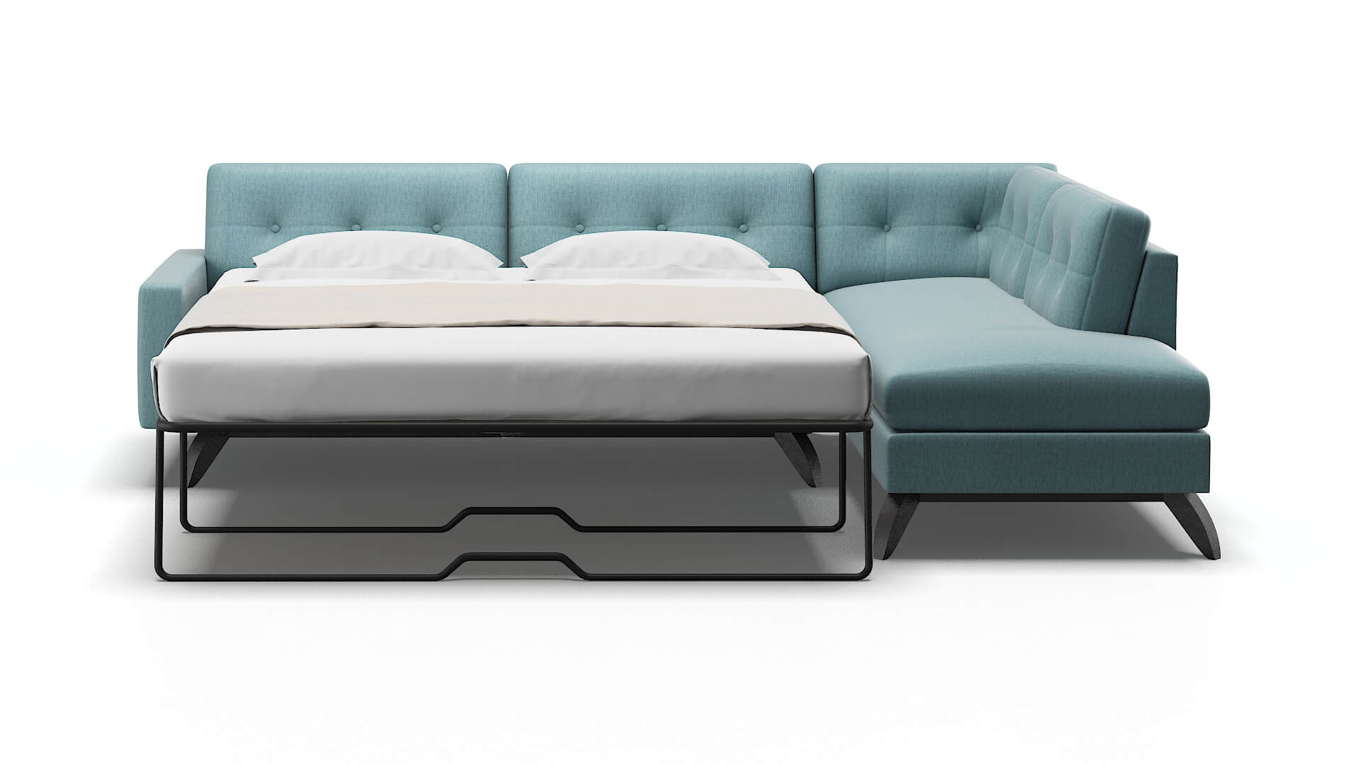 Milan Sasha Teal Panel Sleeper Espresso legs 1