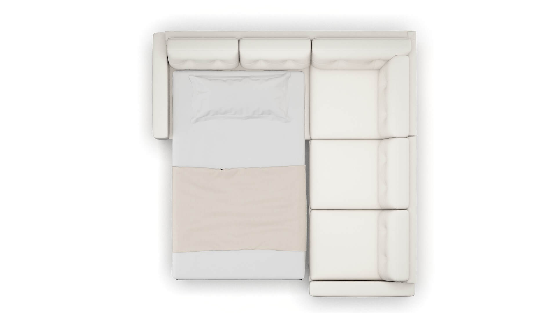 Milan Venice Eggshell Sectional Sleeper Espresso legs 3